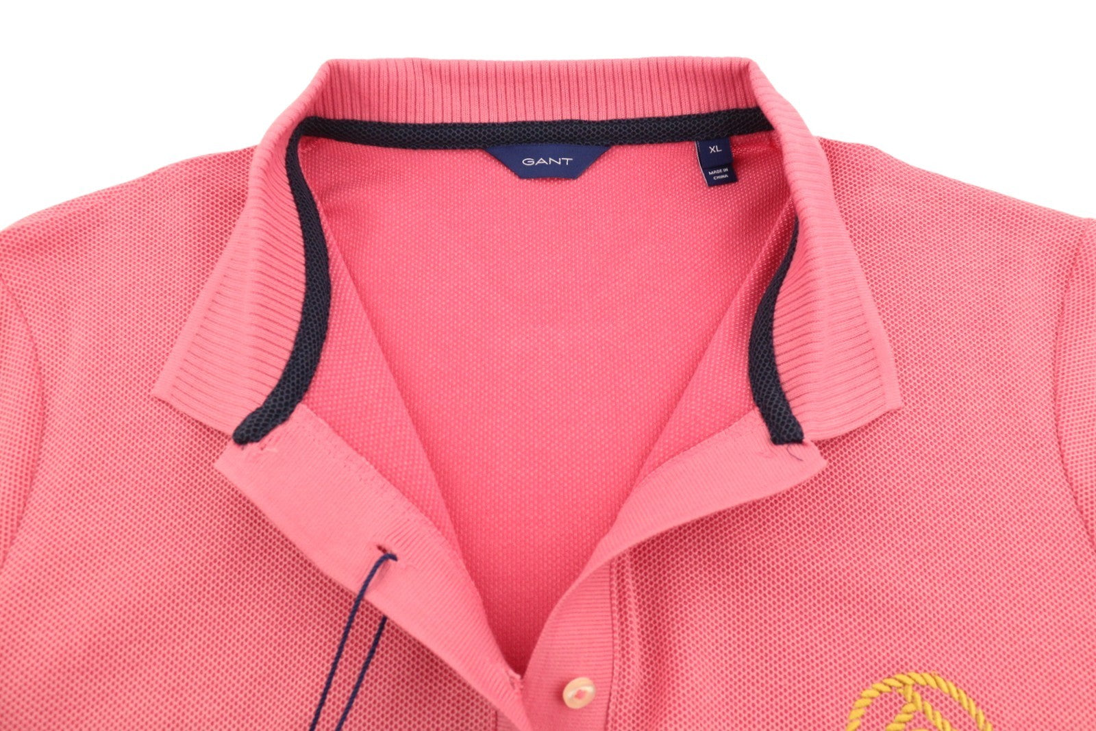 GANT Rope Icon SS Pique Women T-Shirt XL Pink Cotton Polo Casual Logo