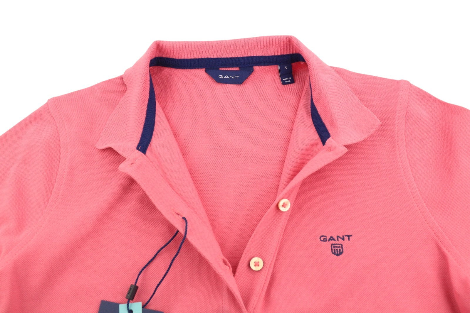 GANT Summer Pique Women T-Shirt S Pink Polo Cotton Short Sleeve Casual