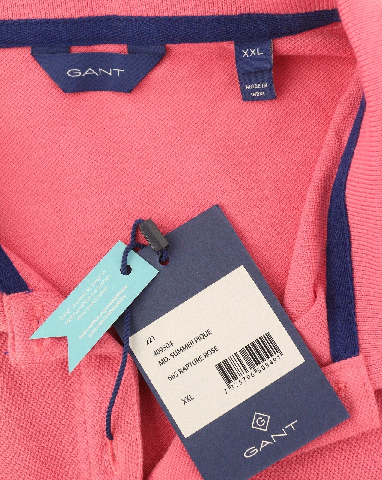 GANT Summer Pique Women T-Shirt 2XL Rose Cotton Polo Casual Embroidered