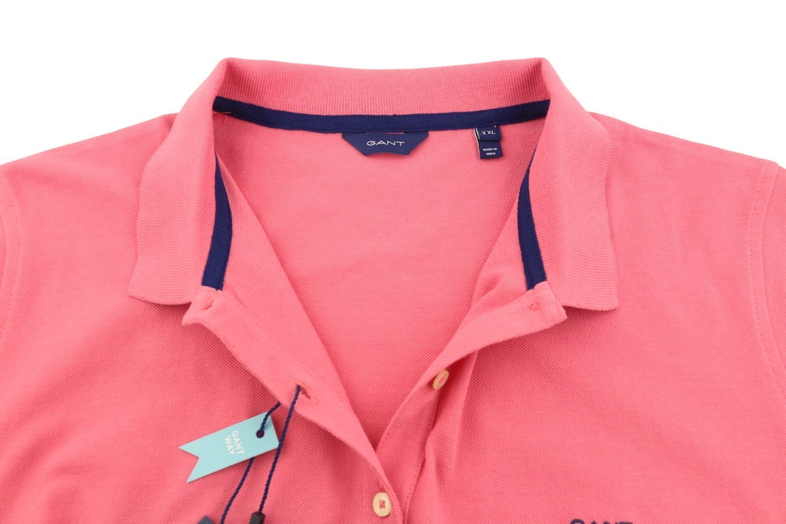 GANT Summer Pique Women T-Shirt 2XL Rose Cotton Polo Casual Embroidered