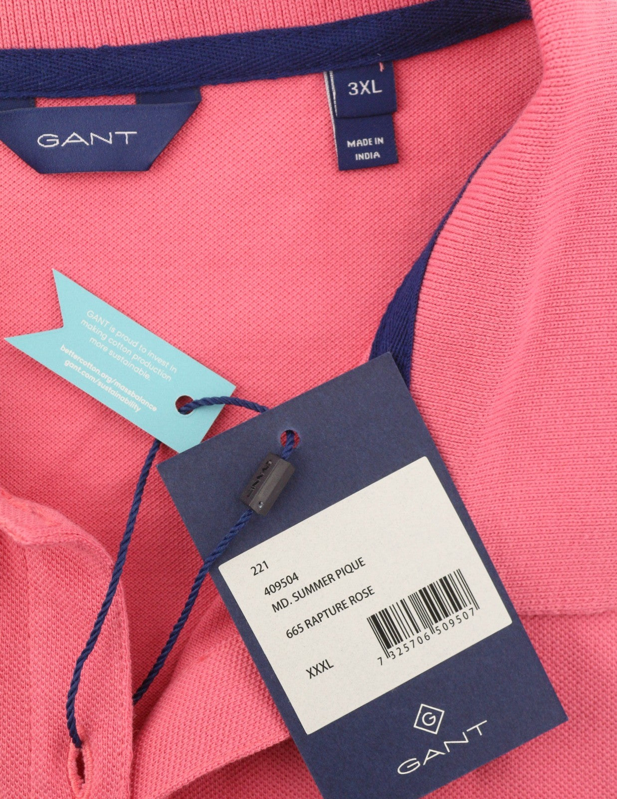 GANT Summer Pique Women T-Shirt 3XL Pink Short Sleeve Polo Casual Top