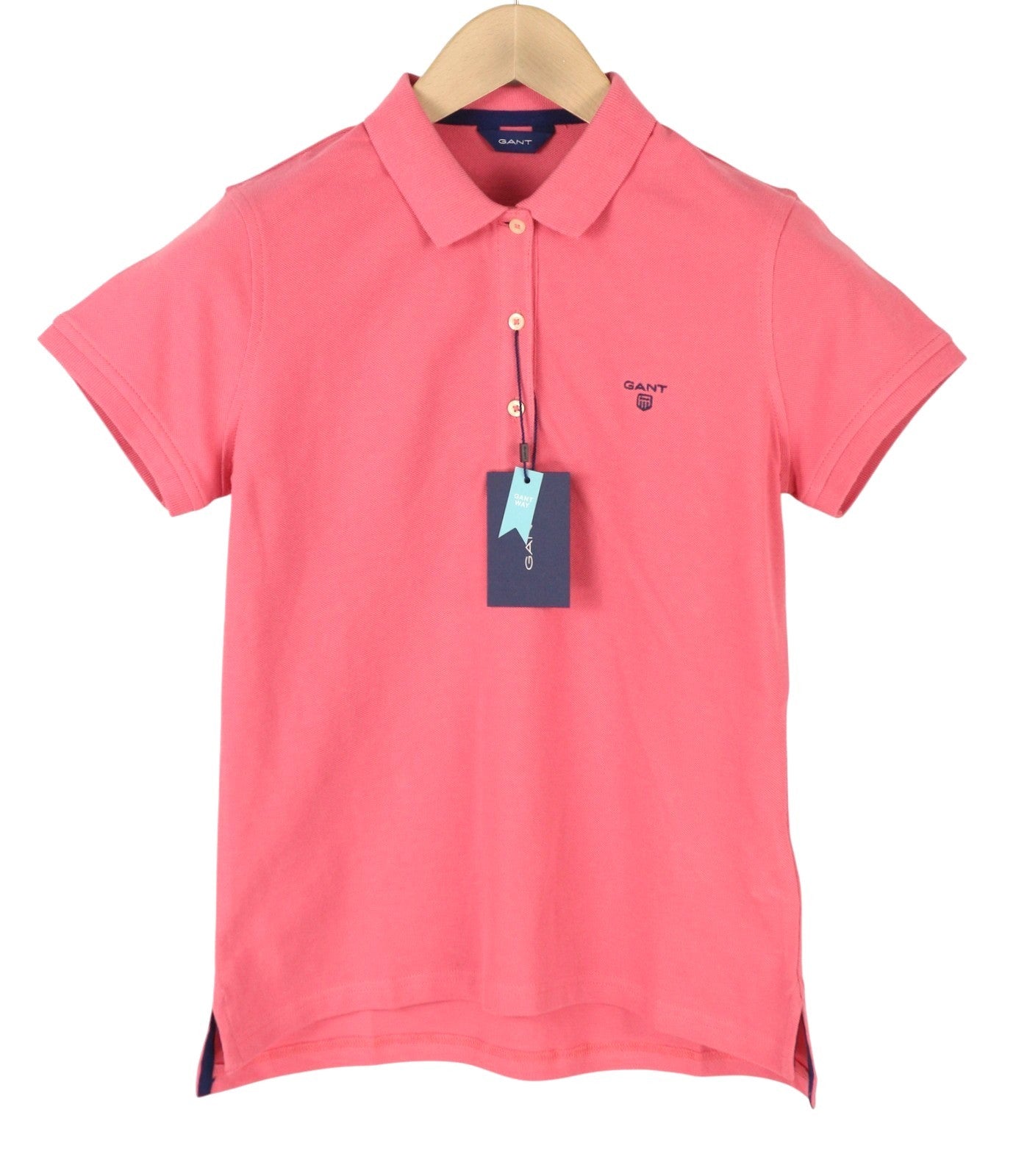GANT Summer Pique Women T-Shirt 3XL Pink Short Sleeve Polo Casual Top