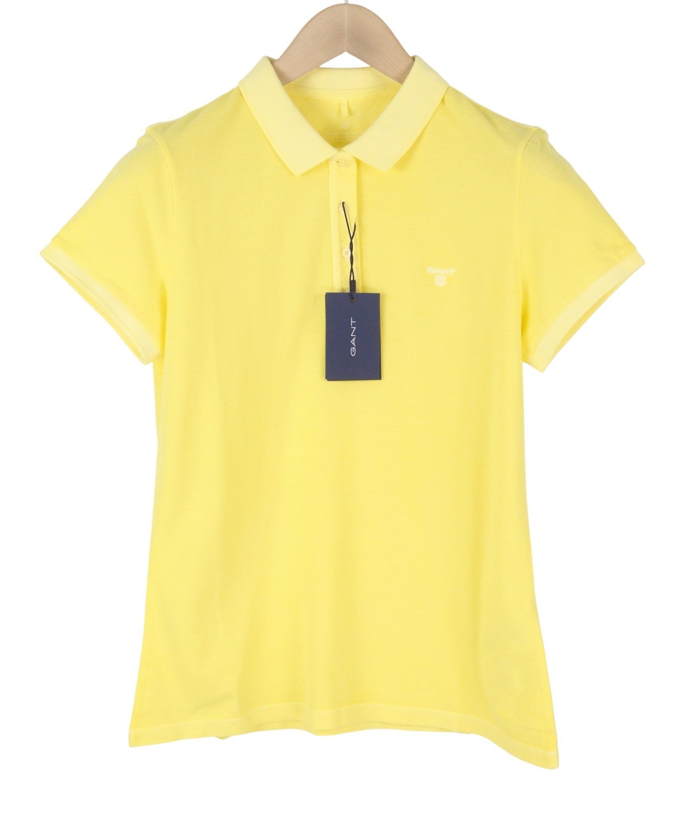 GANT Sunbleached SS Pique Women T-Shirt M Lemon Faded Polo Casual Top