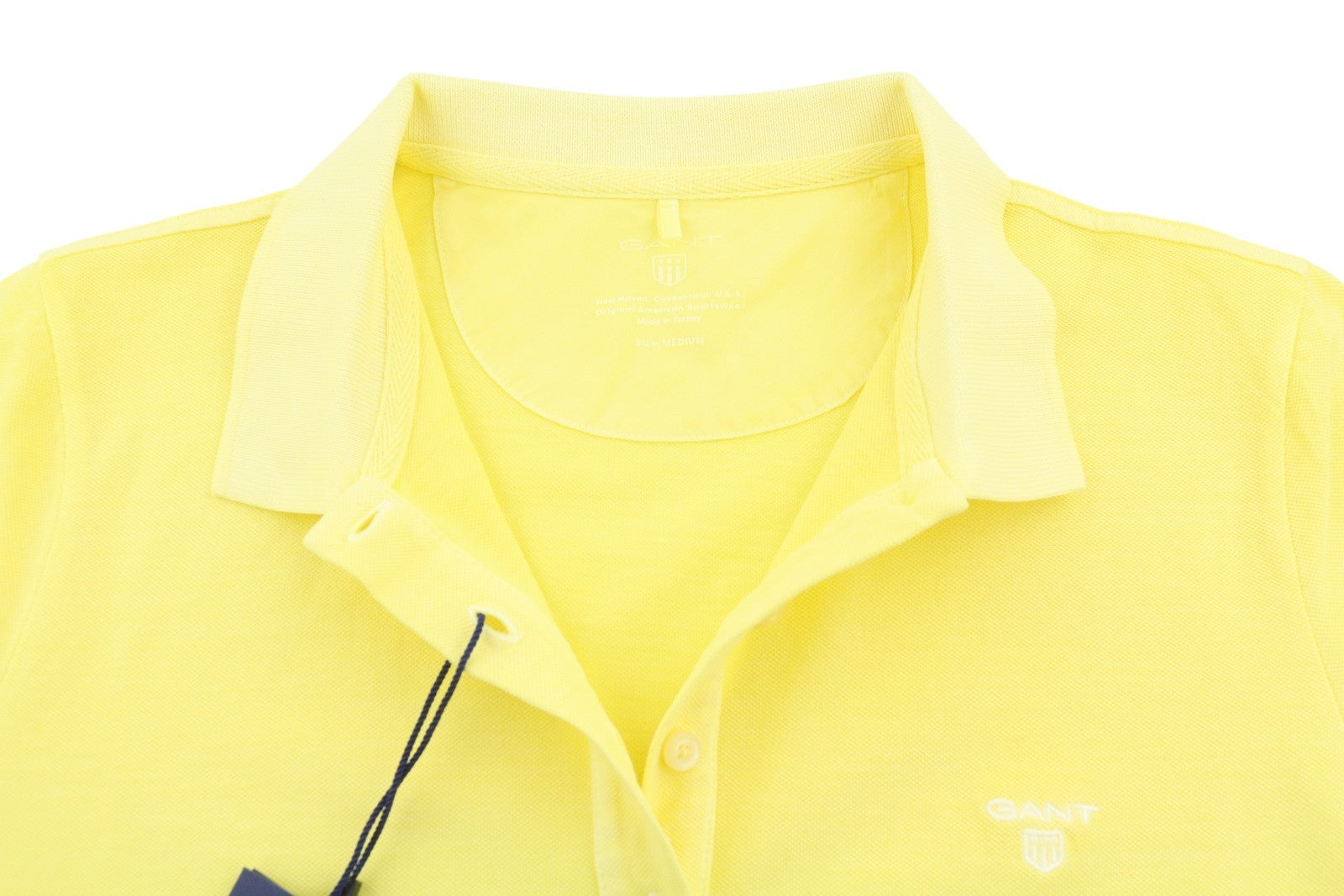GANT Sunbleached SS Pique Women T-Shirt M Lemon Faded Polo Casual Top