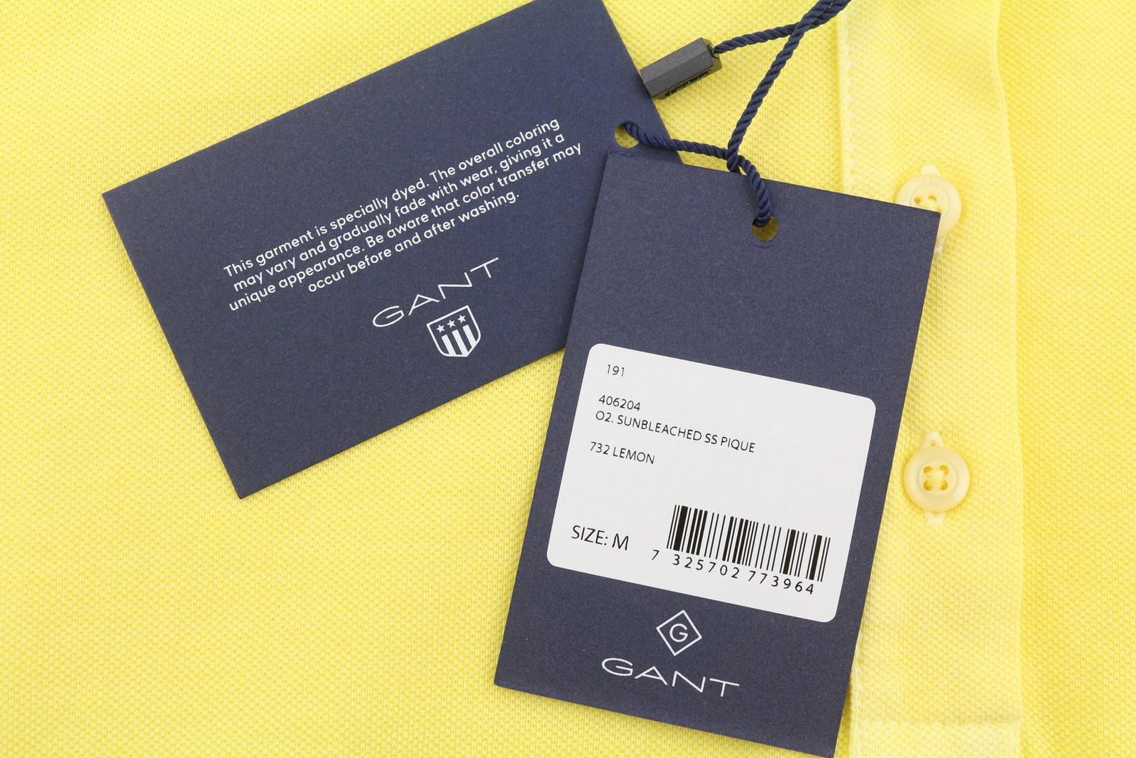 GANT Sunbleached SS Pique Women T-Shirt M Lemon Faded Polo Casual Top