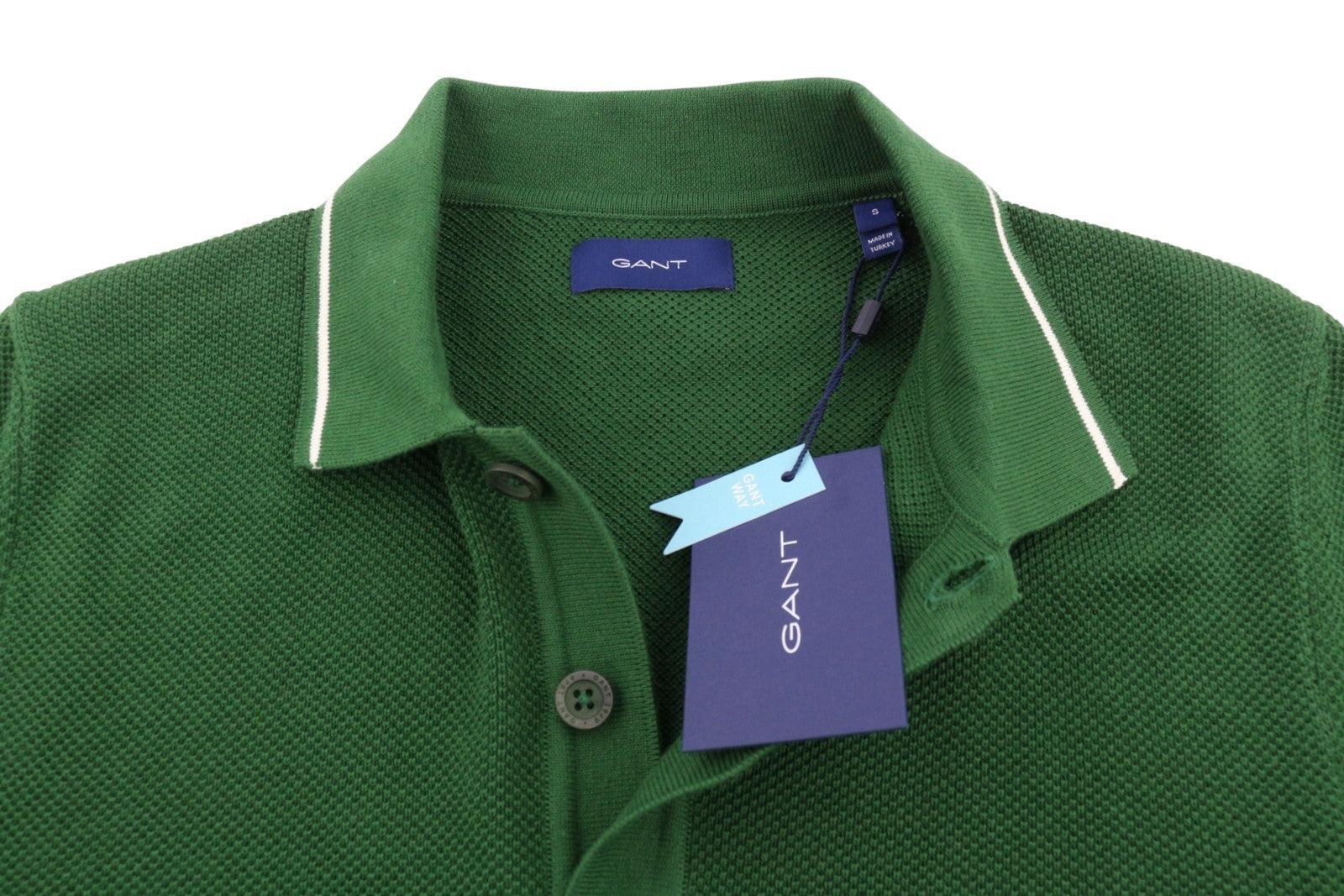 GANT SS Pique Texture Men Polos S Green Organic Polo Casual Shirt
