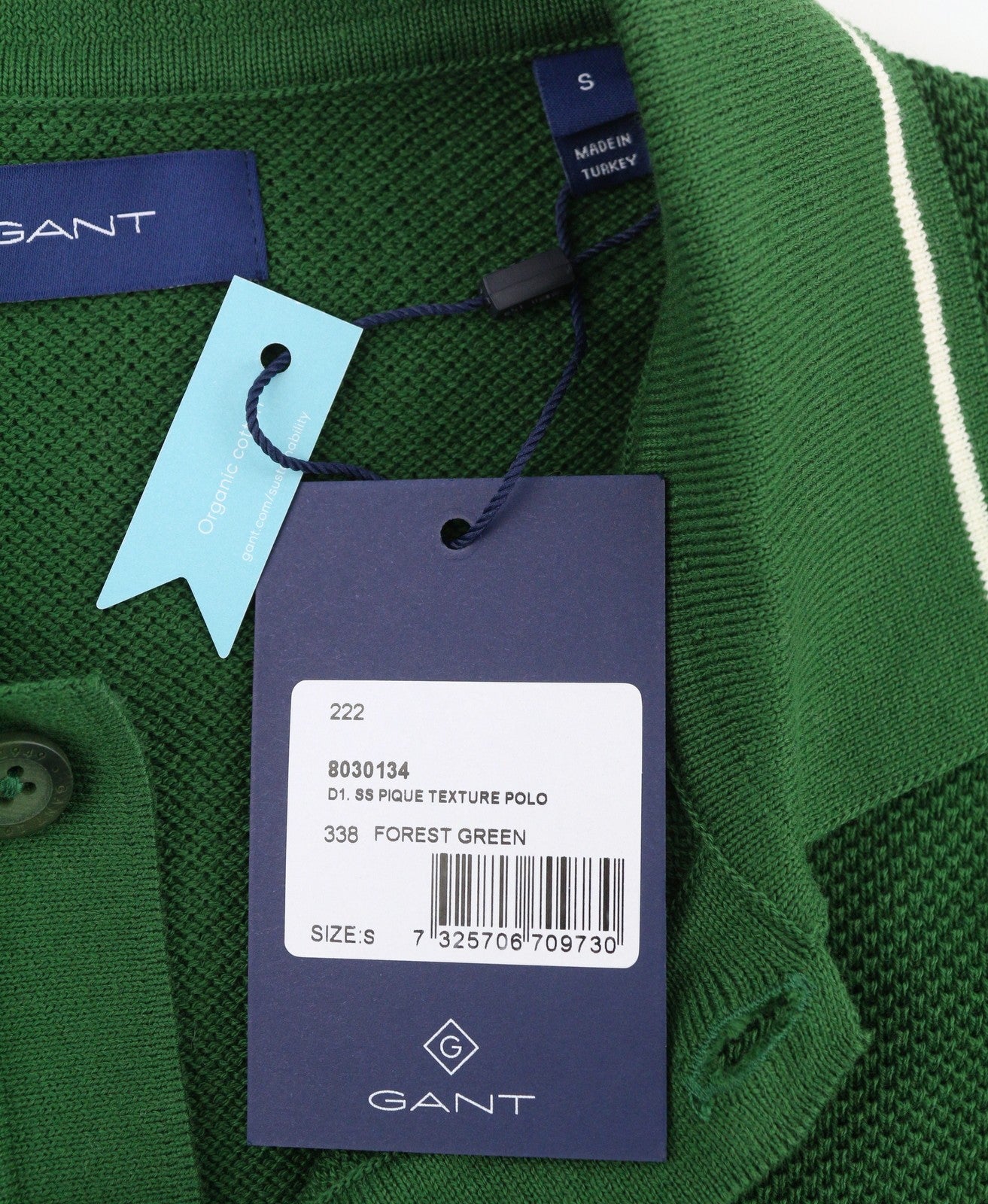 GANT SS Pique Texture Men Polos S Green Organic Polo Casual Shirt