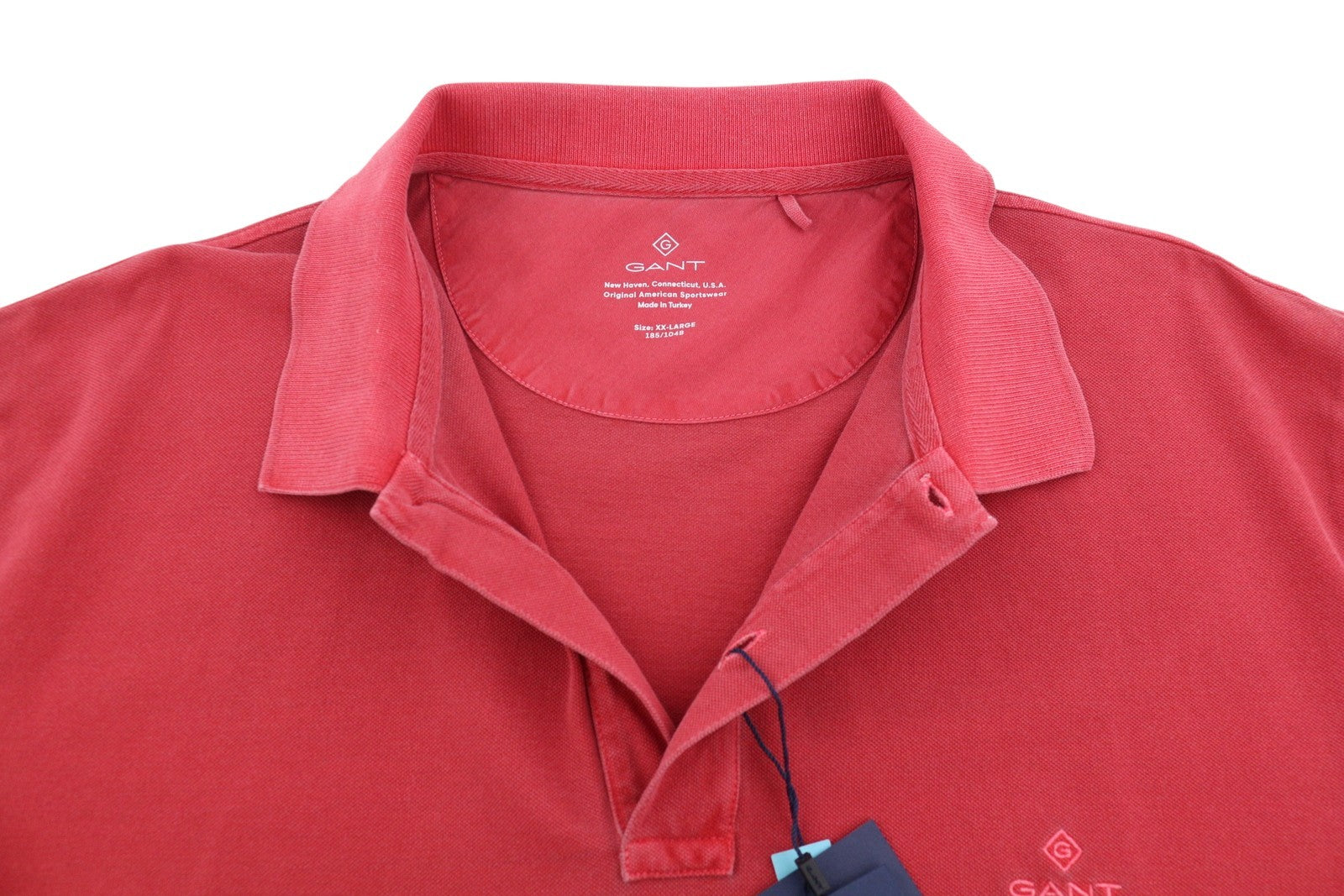 GANT Sunfaded Pique SS Rugger Men Polos 2XL Red Cotton Polo Casual Top