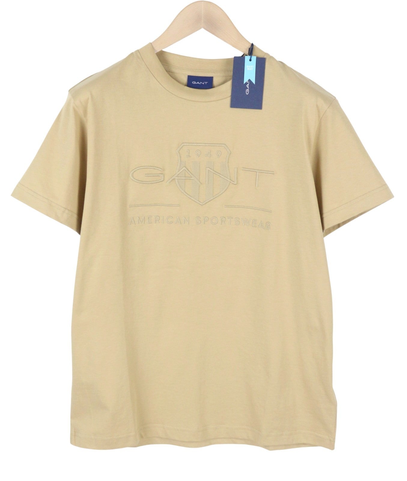 GANT Tonal Archive Shield Men T-Shirt M Beige Cotton Crew Casual Tee