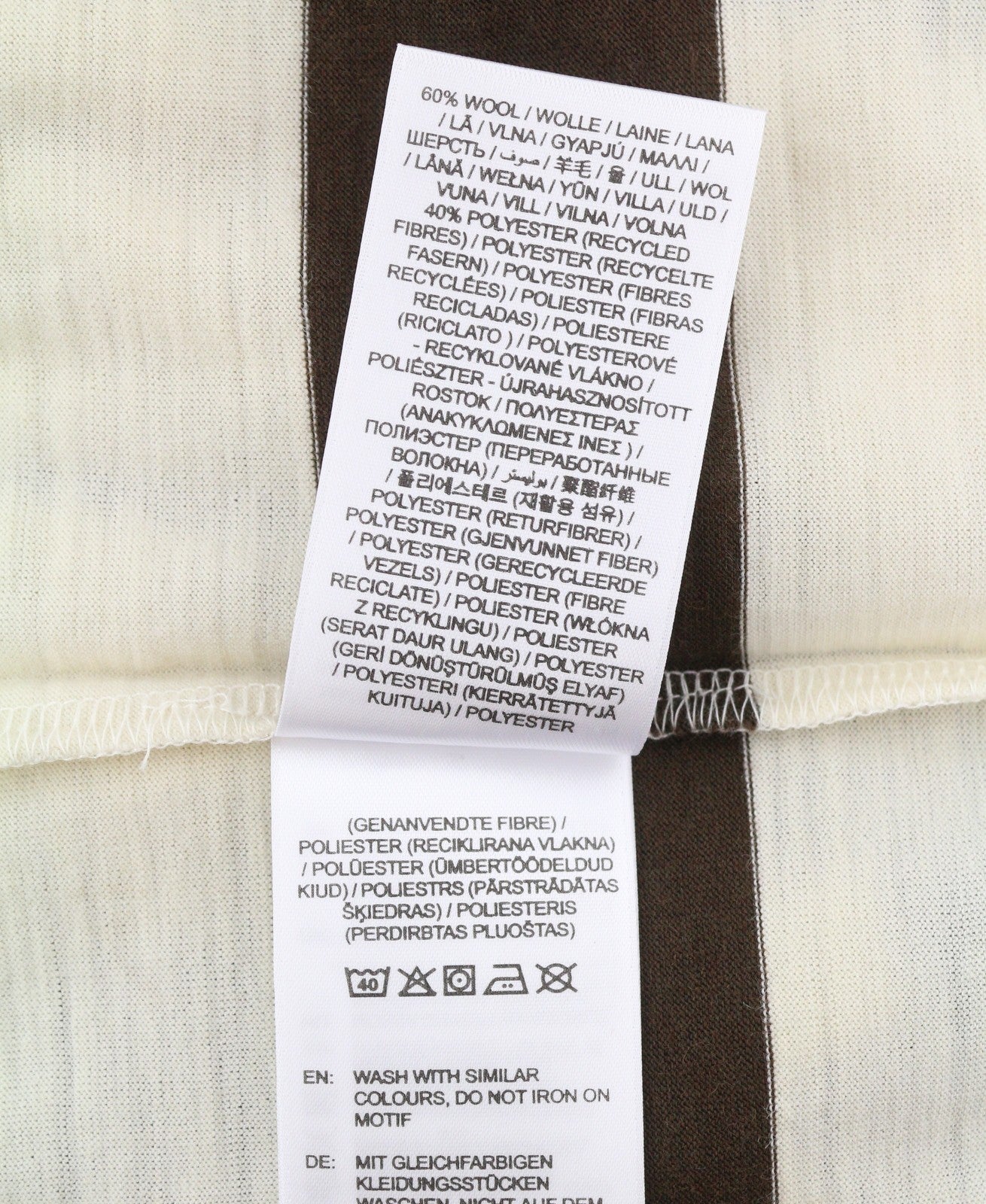 GANT Wool Jersey Men T-Shirt S Cream Logo Crew Neck Tricot Long Sleeve