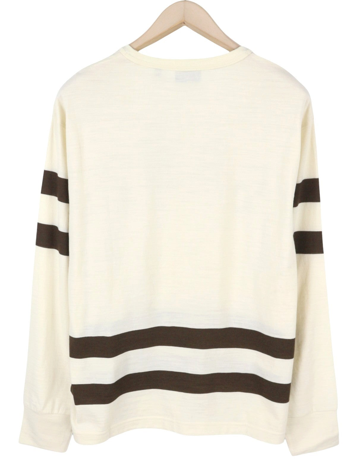 GANT Wool Jersey Men T-Shirt 2XL Cream Front Logo Tricot Long Sleeve