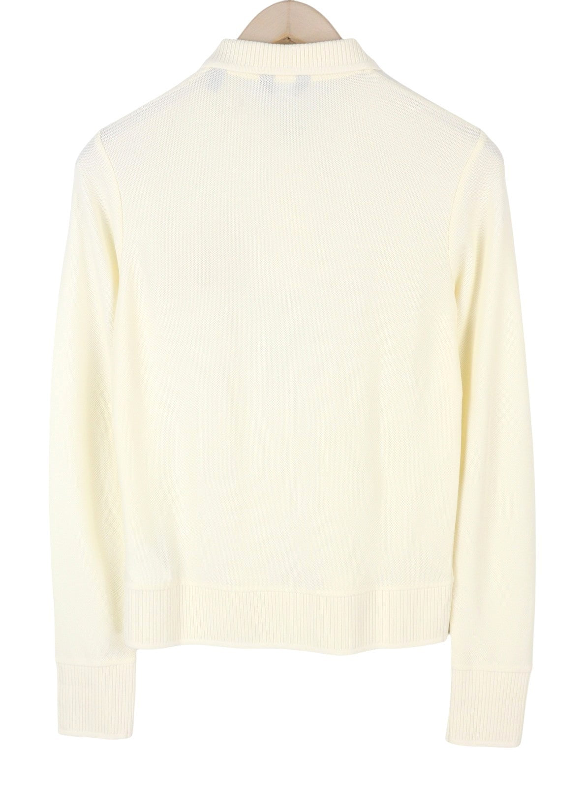 GANT Crown Embroidered Women T-Shirt S Cream Pique Textured Long Sleeve