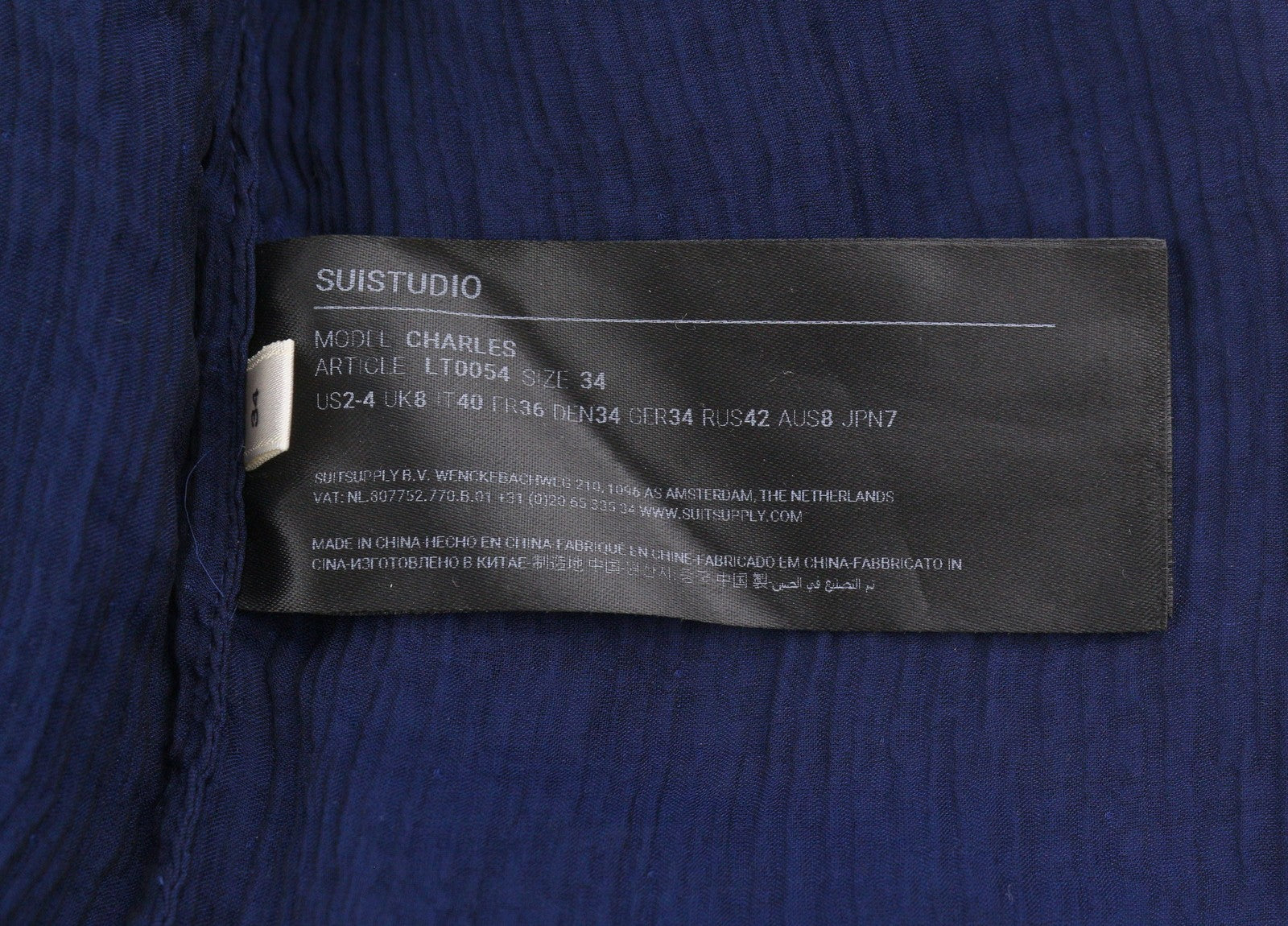 SUISTUDIO Charles Women Shirt S Blue Silk Sheer Textured Button-Up