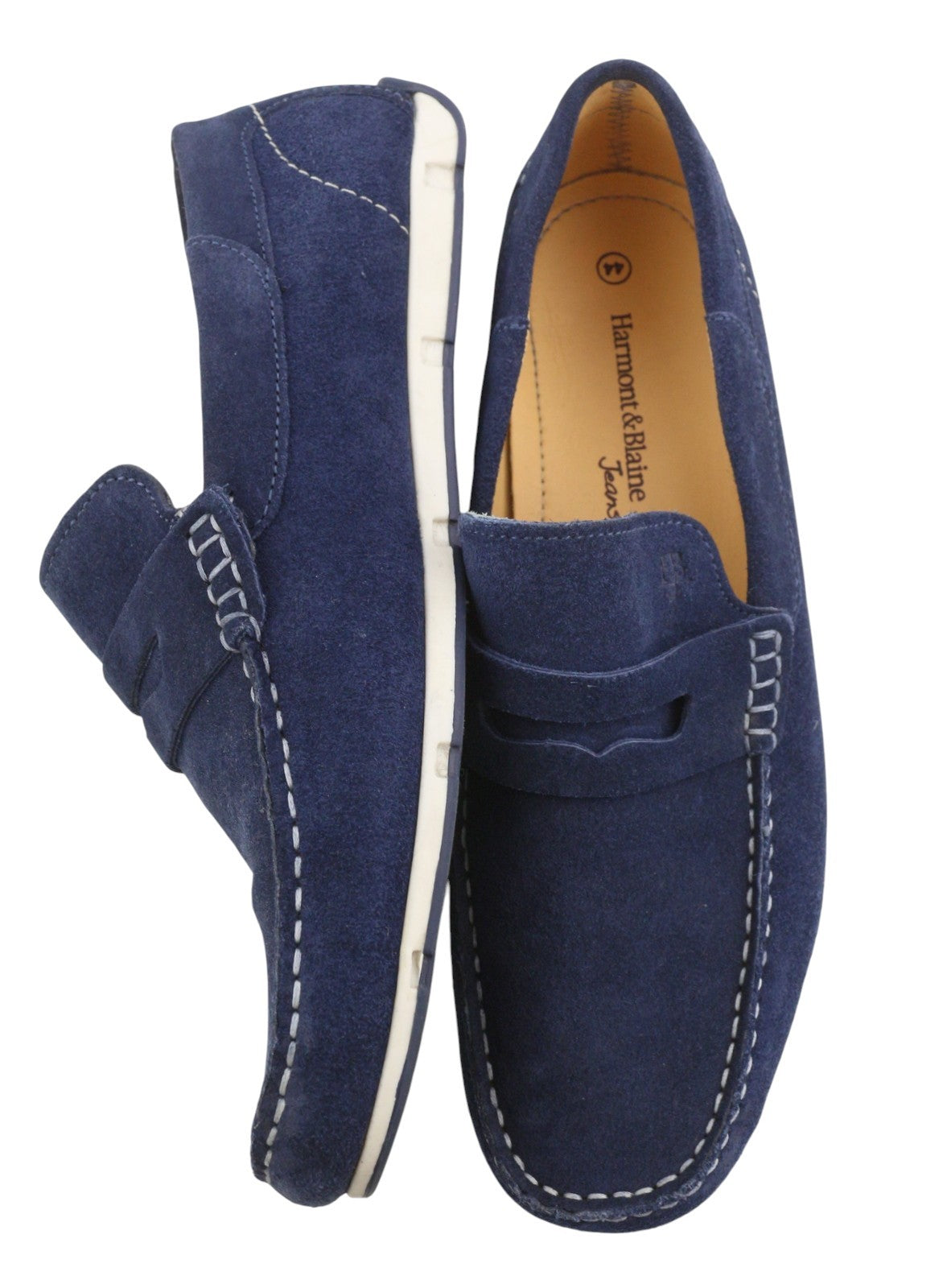 HARMONT & BLAINE Men Casual Shoes EU44 Dark Blue Suede Leather Moccasins
