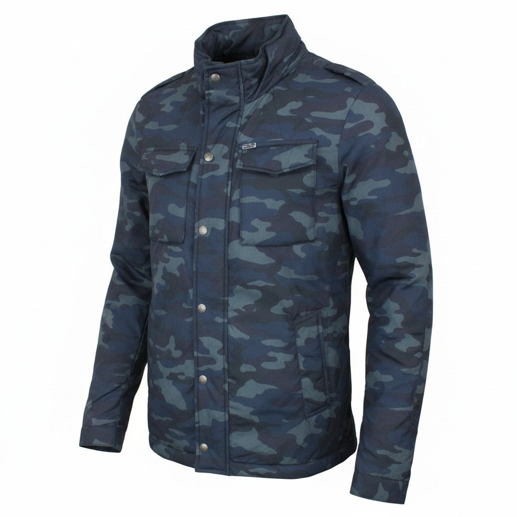 SCOTCH & SODA Men Jacket L Dark Blue Quilted Lined Military Hooded Coat