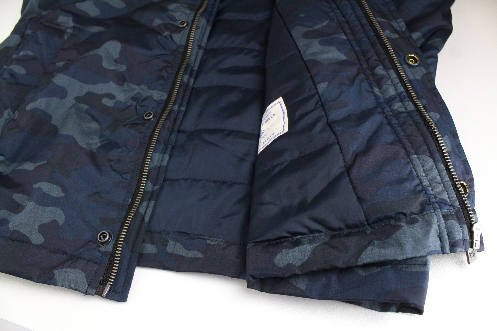 SCOTCH & SODA Men Jacket L Dark Blue Quilted Lined Military Hooded Coat