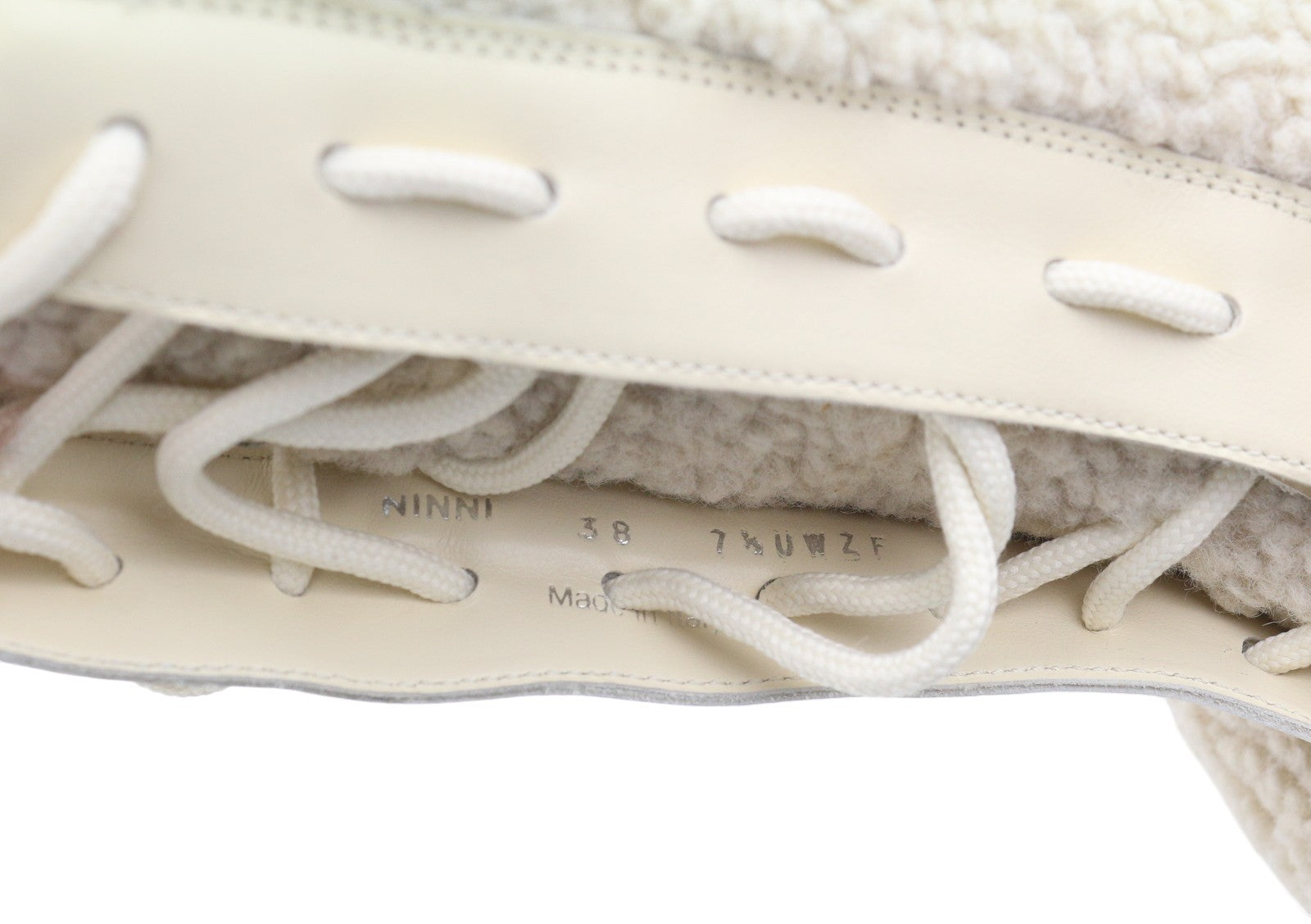 BALLY Ninni Women Boots EU38 Ivory Teddy Shearling Lace-Up Mid Top RRP899