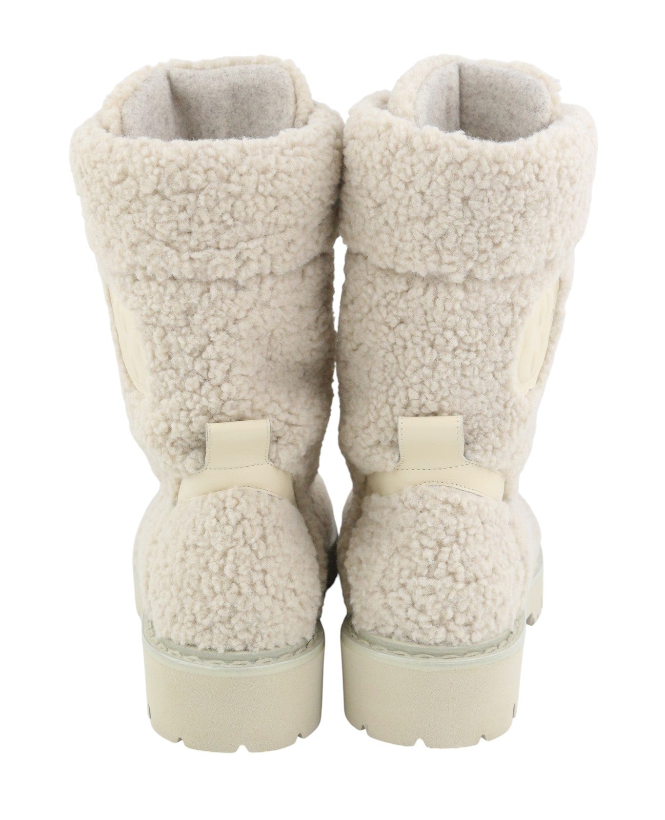 BALLY Ninni Women Boots EU38 Ivory Teddy Shearling Lace-Up Mid Top RRP899