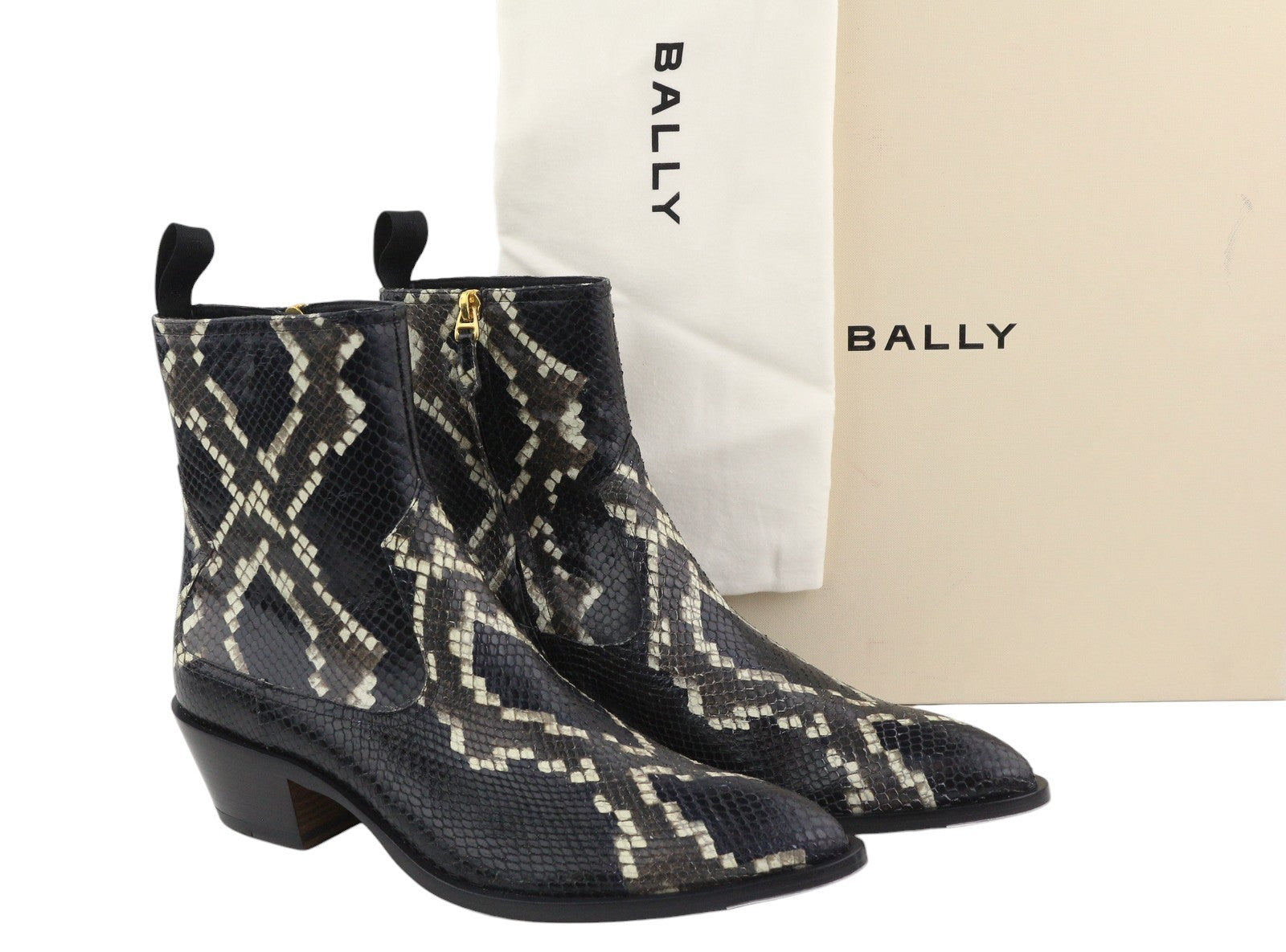 BALLY Gaiman Men Boots EU42.5 Black Snake Embossed Goatskin Cowboy RRP1299