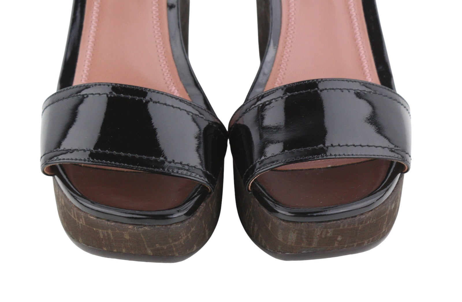 BALLY Clivya Women Sandals EU37.5 Black Patent Leather Slingback Wedges RRP479