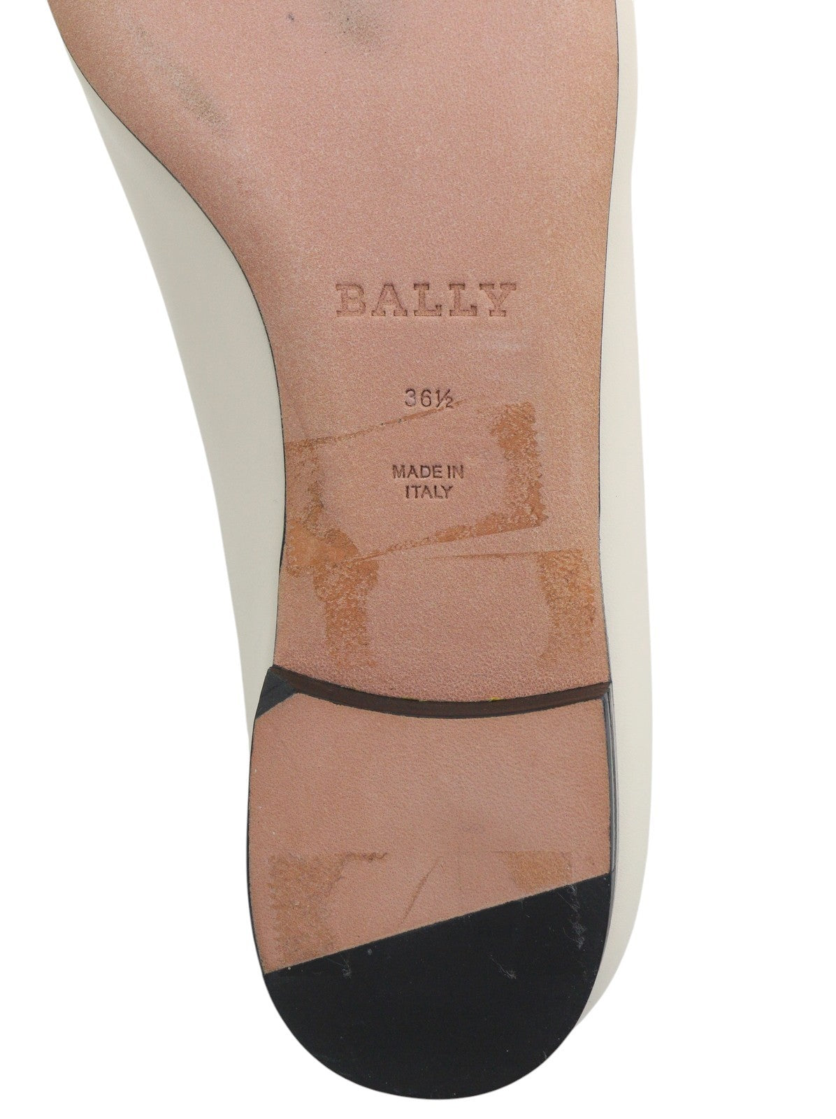 BALLY Ellah Women Flats EU36.5 Milky Leather Gold Tone Detail Loafers RRP699
