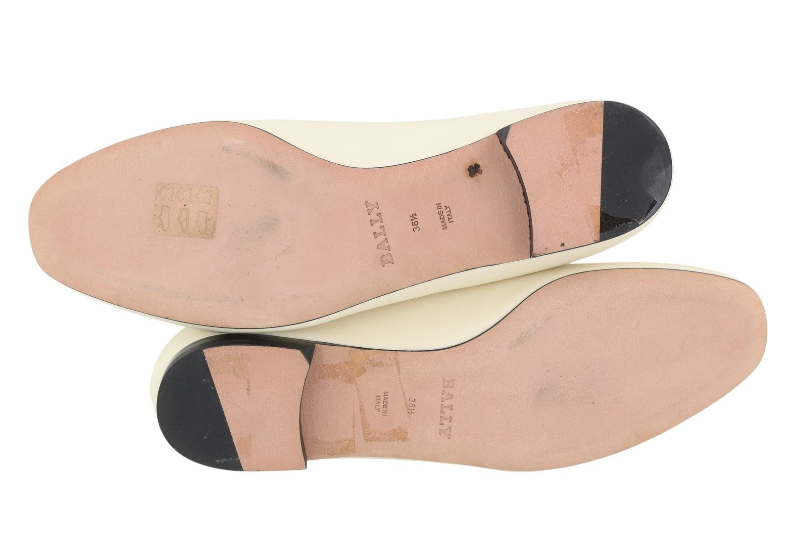 BALLY Ellah Women Flats EU36.5 Milky Leather Gold Tone Detail Loafers RRP699