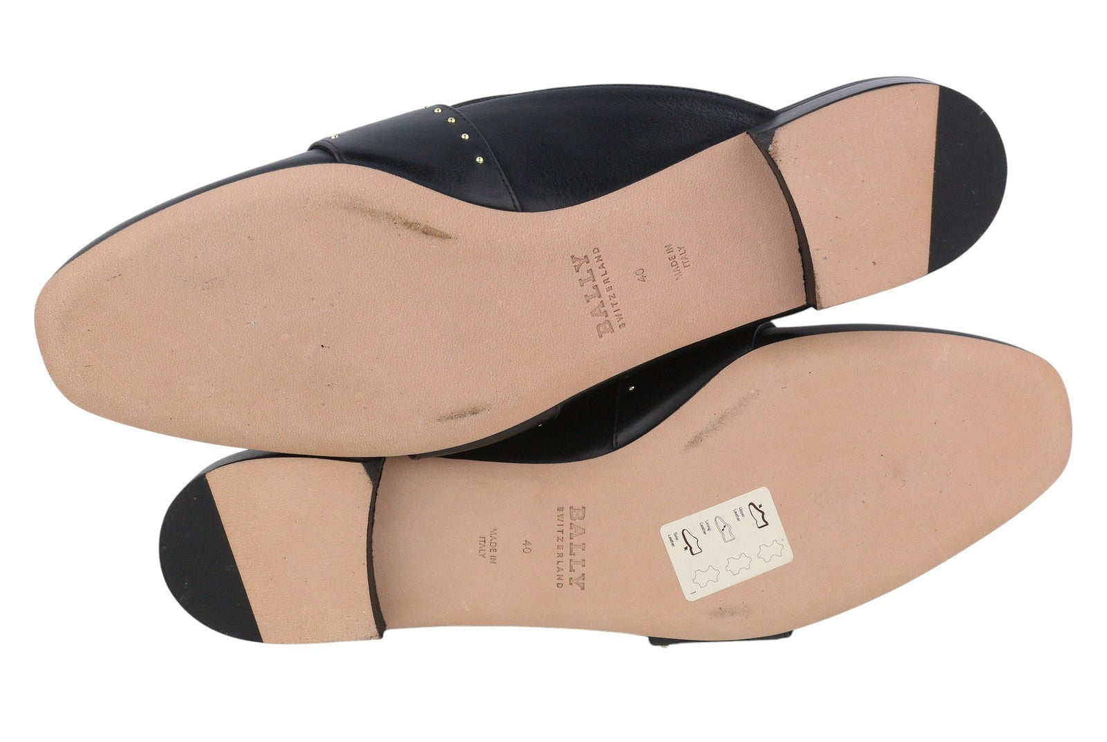BALLY Janesse Women Flats EU40 Black Calfskin Leather Studded Mule Clogs RRP499