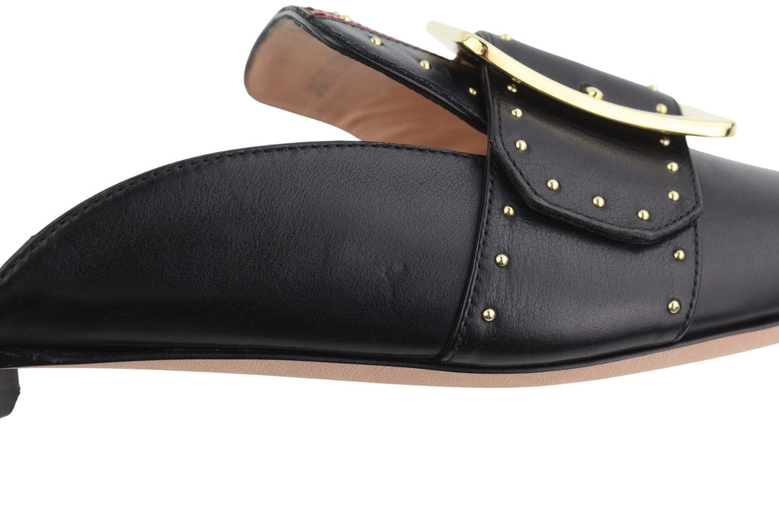 BALLY Janesse Women Flats EU40 Black Calfskin Leather Studded Mule Clogs RRP499