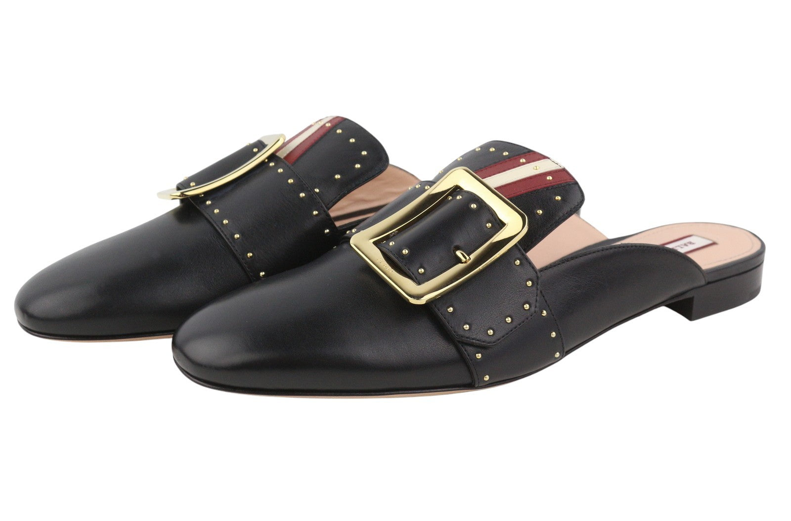 BALLY Janesse Women Flats EU40 Black Calfskin Leather Studded Mule Clogs RRP499