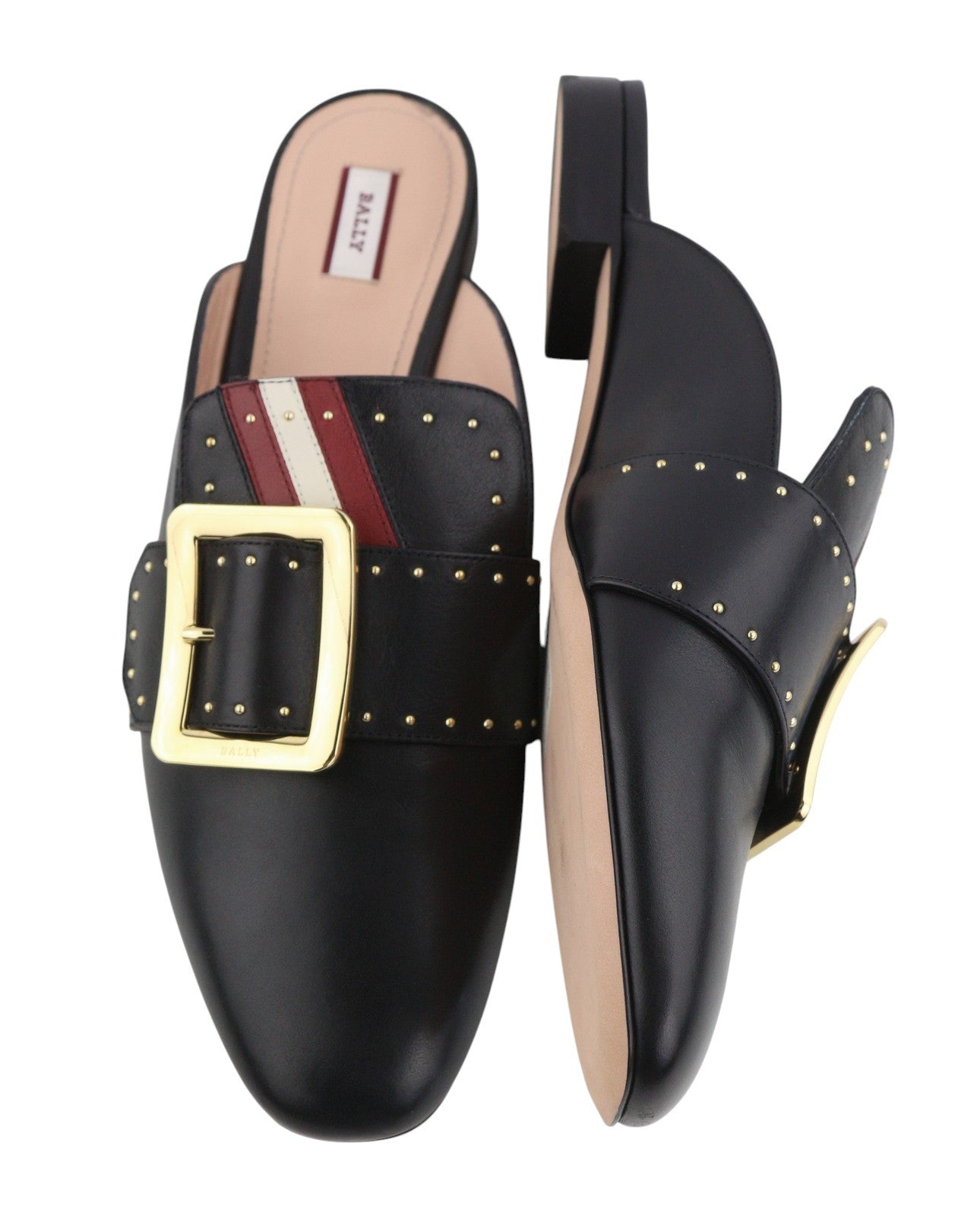 BALLY Janesse Women Flats EU40 Black Calfskin Leather Studded Mule Clogs RRP499