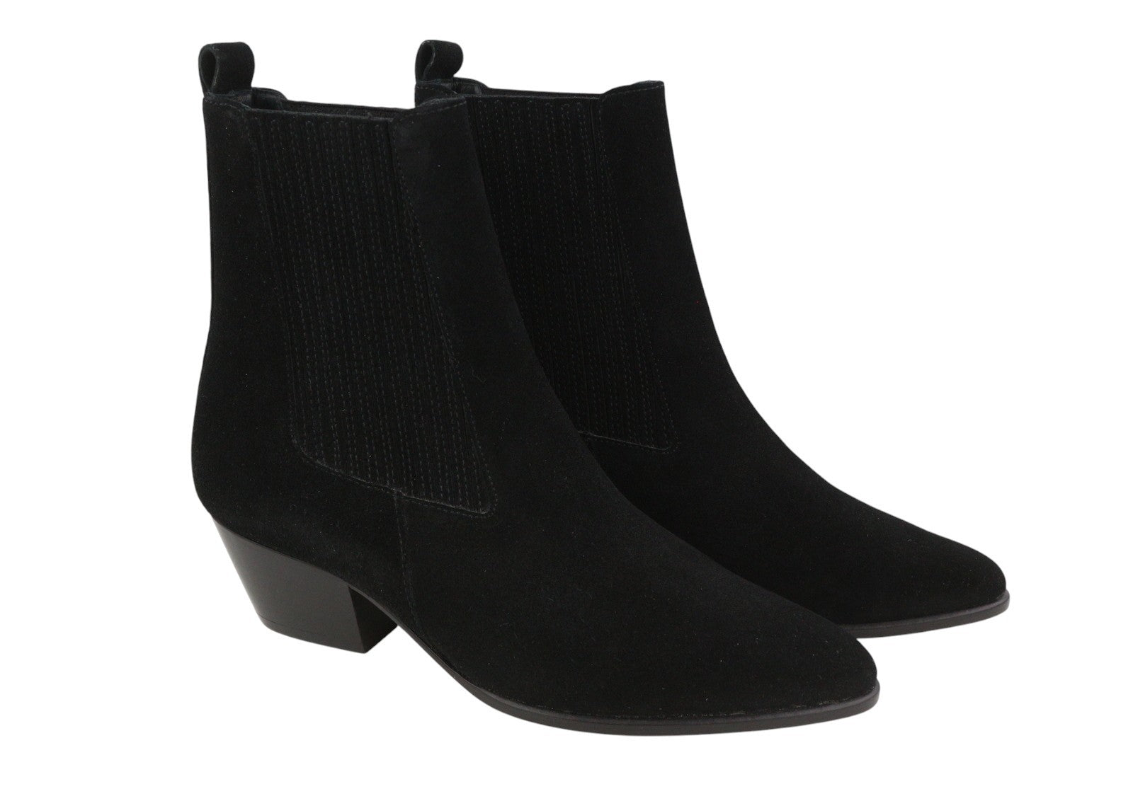 SANDRO Amelya Women Boots EU37 Black Suede Leather Pointed Cowboy RRP295