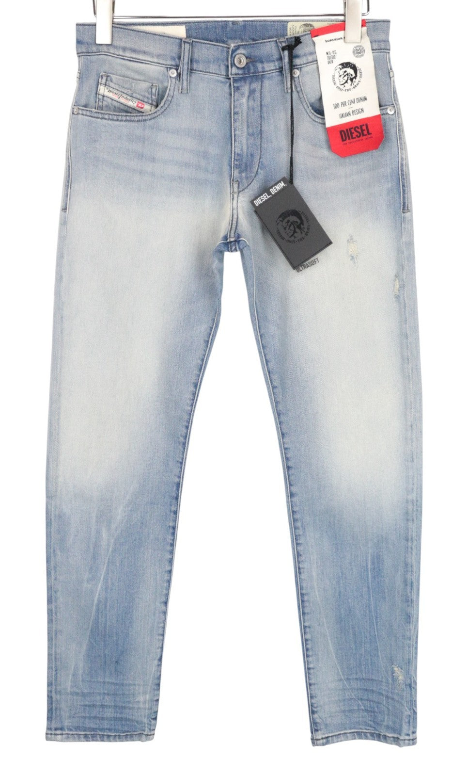 DIESEL D-Strukt 081AP Men Jeans W29/L30 Blue Faded Tapered Reflector Stretch