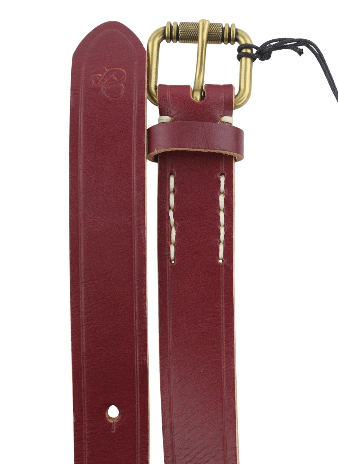 SCOTCH & SODA Men Belt 116 CM Burgundy Cow Leather Garnet Raw Edge Casual