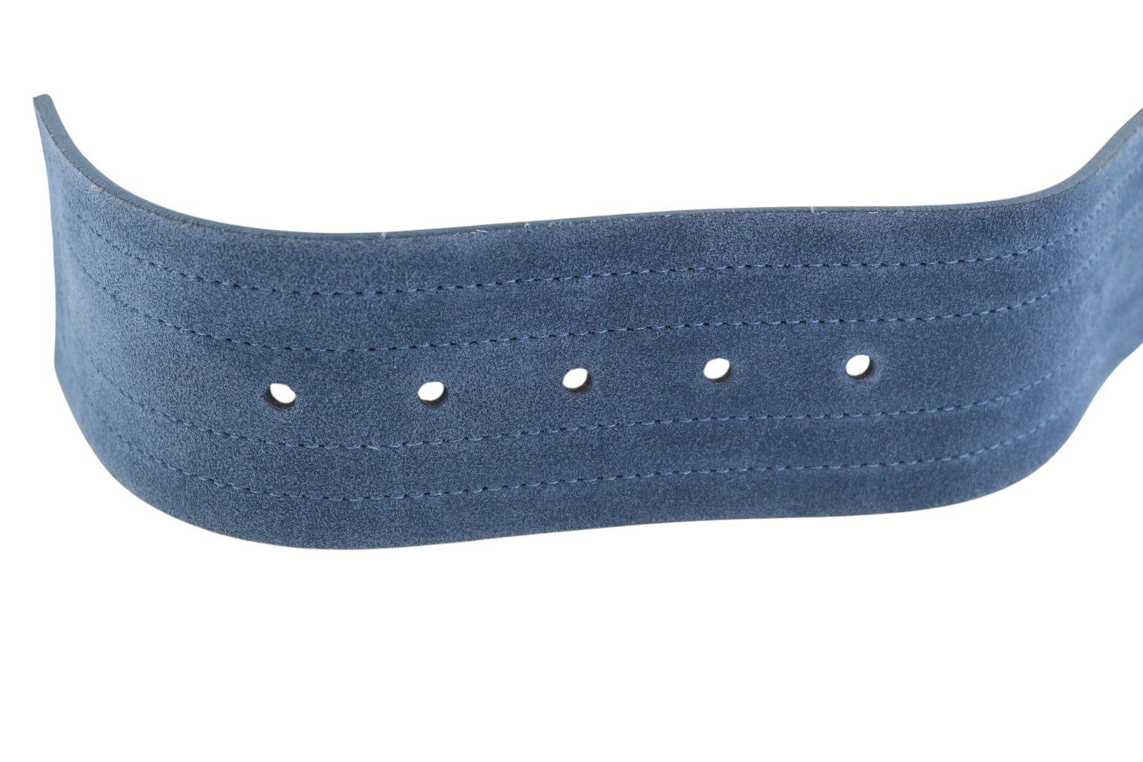SANDRO Cameron Women Belt S Blue Suede Leather Wide Stitched Stripe Buckle
