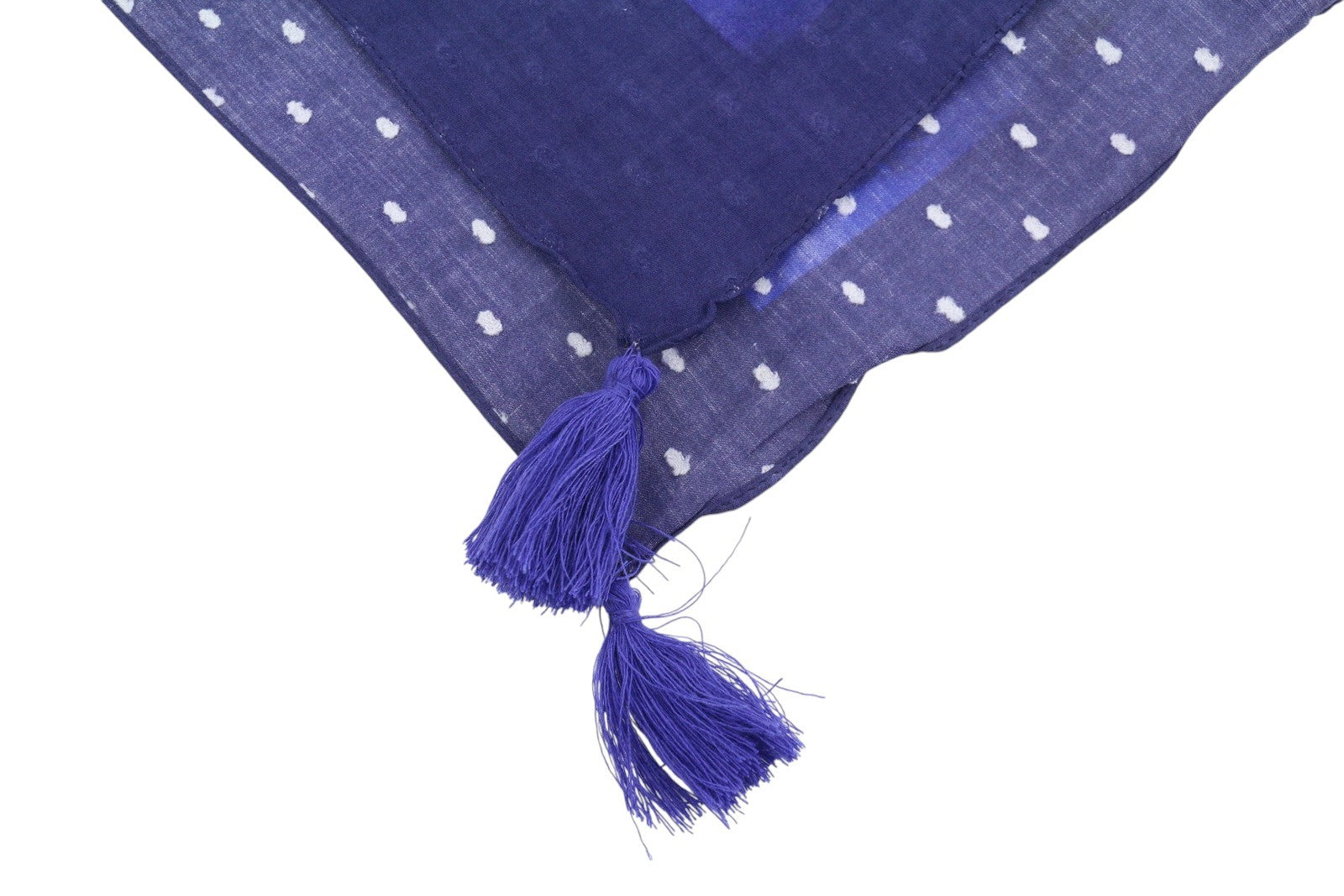 DESIGUAL Women Scarf OS Blue Cotton Artistic Print Foulard Fringed Edge