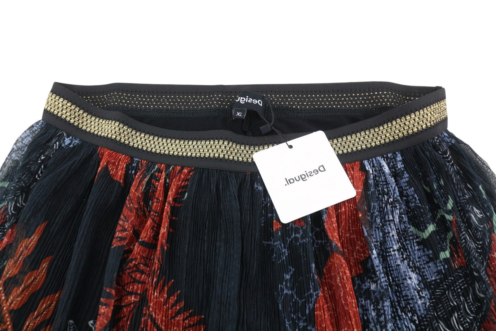 DESIGUAL Virginie Women Skirt XL Multicoloured High Waist Pattern Midi