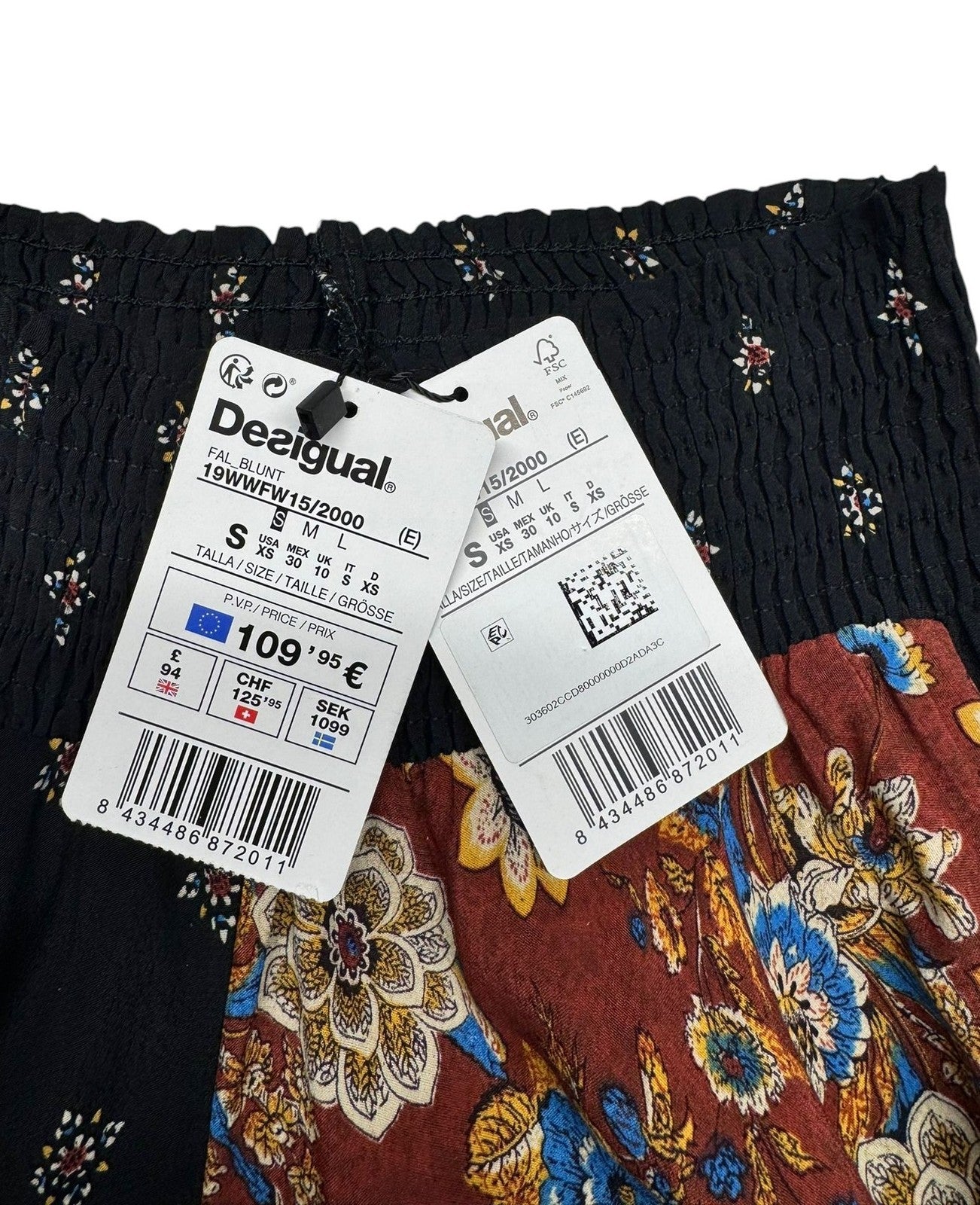 DESIGUAL Blunt Women Skirt S Multicoloured Asymmetric Pattern Midi