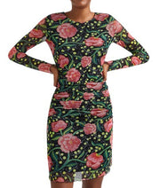 DESIGUAL Roiane Women Dress M Flower Print Slim Fit Lined Knee-Length