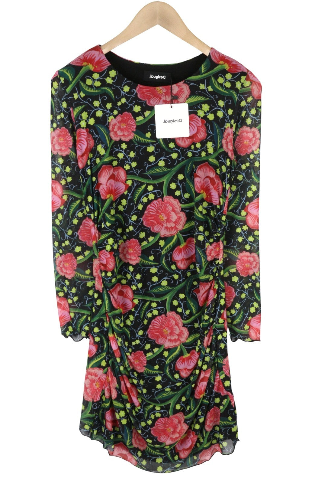 DESIGUAL Roiane Women Dress M Floral Motif Slim Fit Lined Knee Length