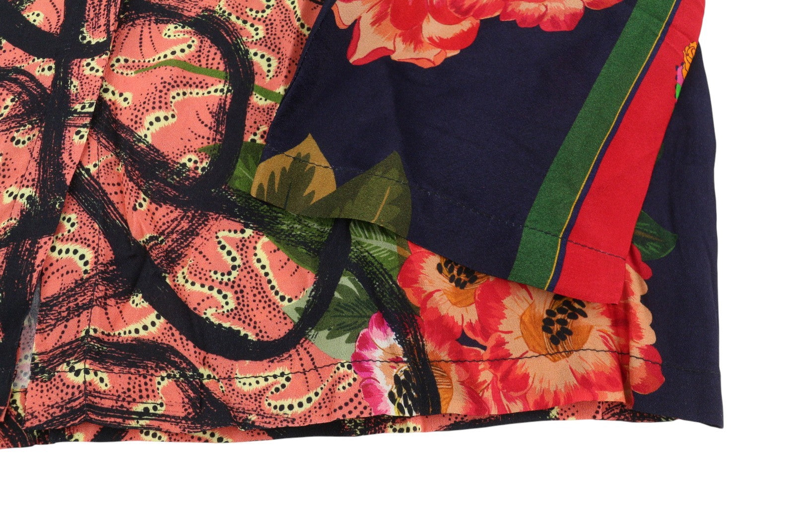 DESIGUAL Jenica Women Blouse 2XL Colourful Ethnic Print Roll-Tab 3/4 Sleeve