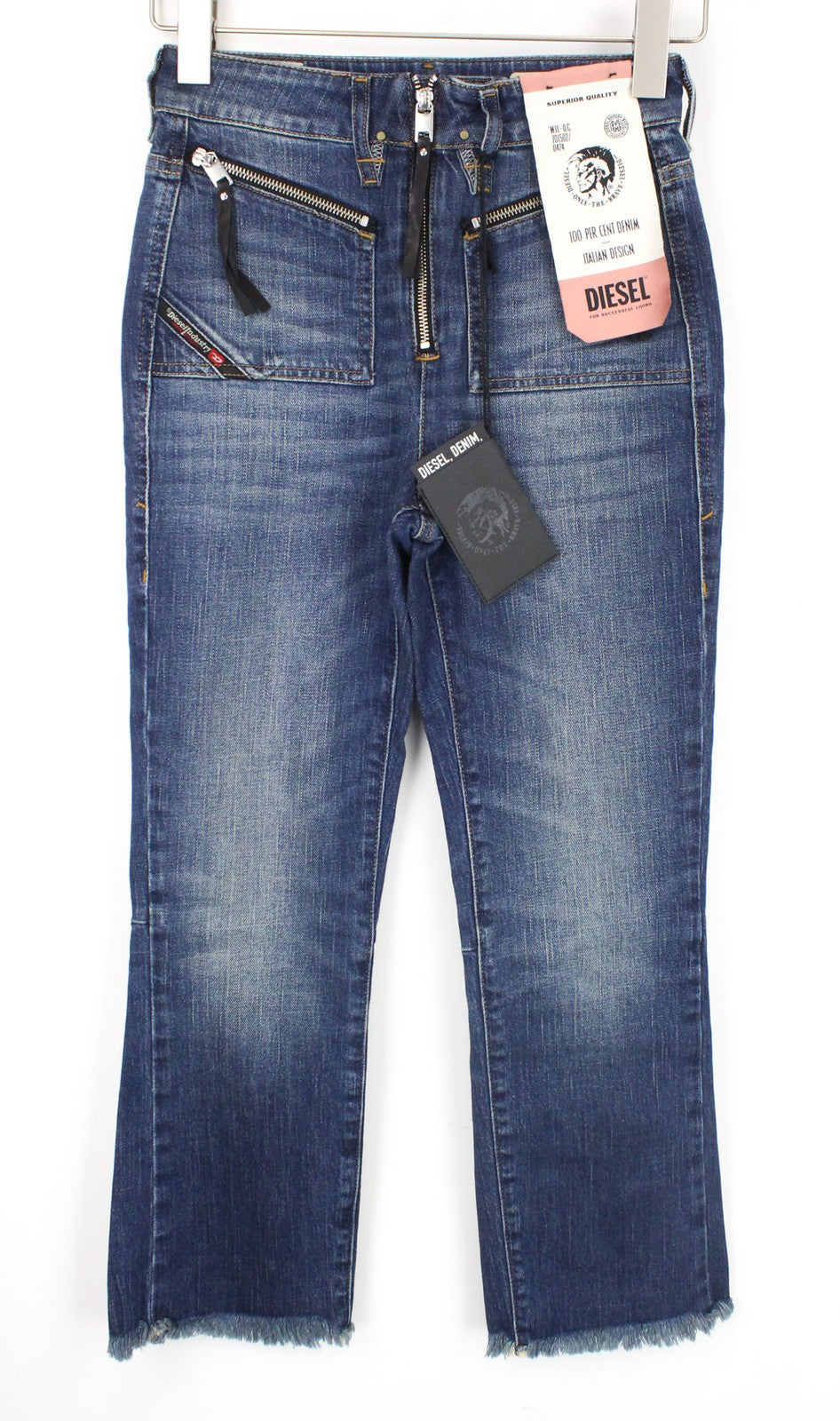 DIESEL D-Earlie 089AR Women Jeans W23/L30 Slim Cropped Blue Cotton Stretch