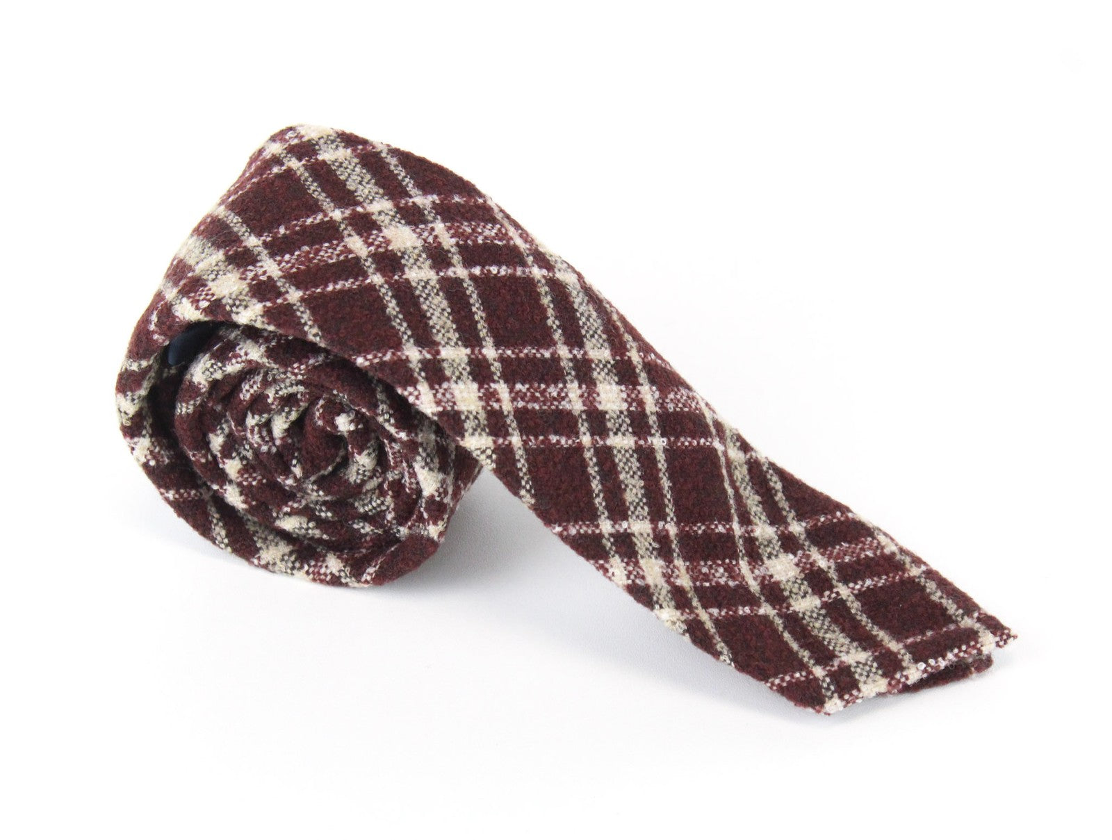 SUITSUPPLY Men Tie 150 x 8 cm Wine Red Formal Knit Plaid Check Wool Pointed-End