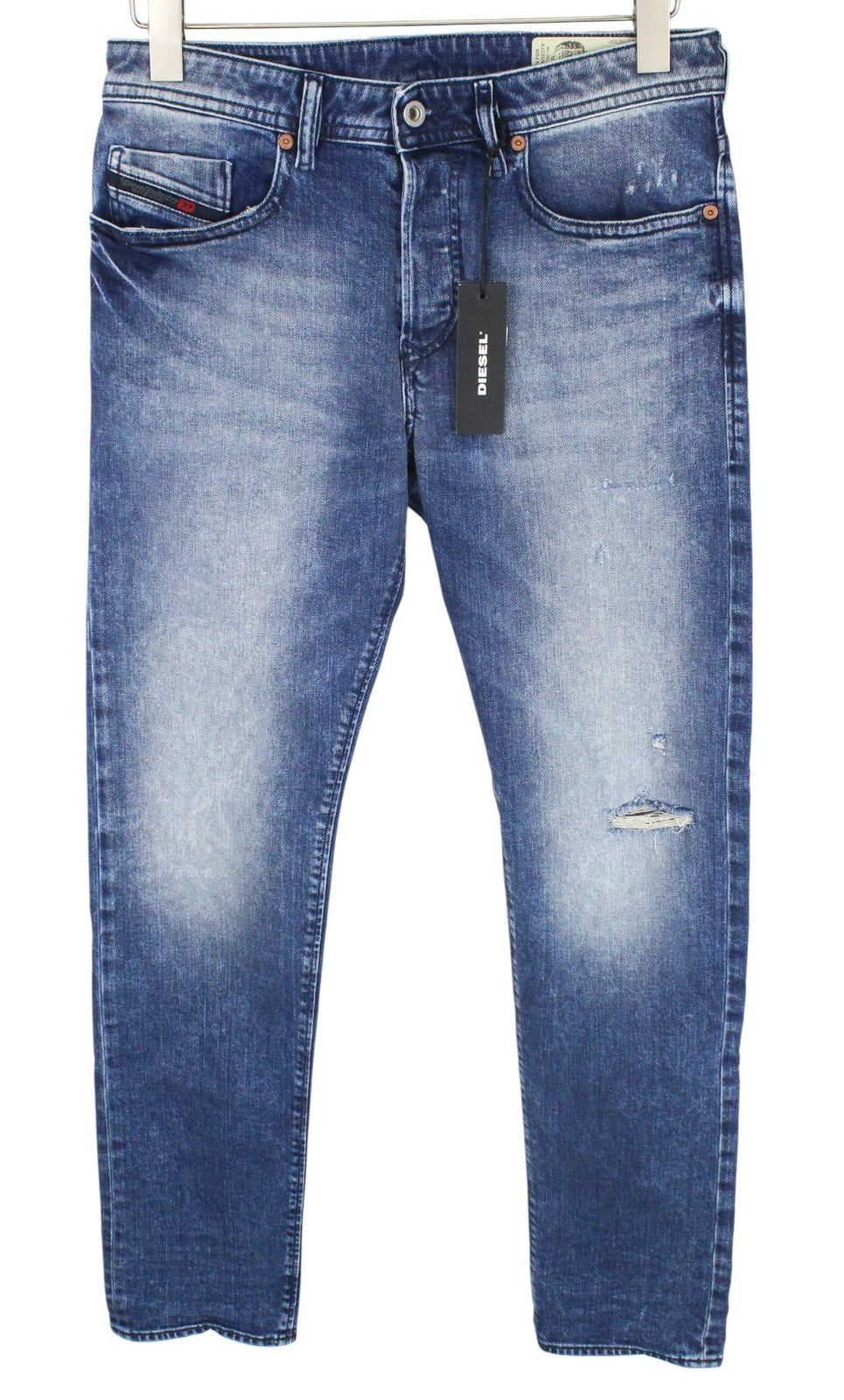 DIESEL Buster 081AQ Men Jeans W29/L32 Blue Slim Tapered Fit Stretch Distressed
