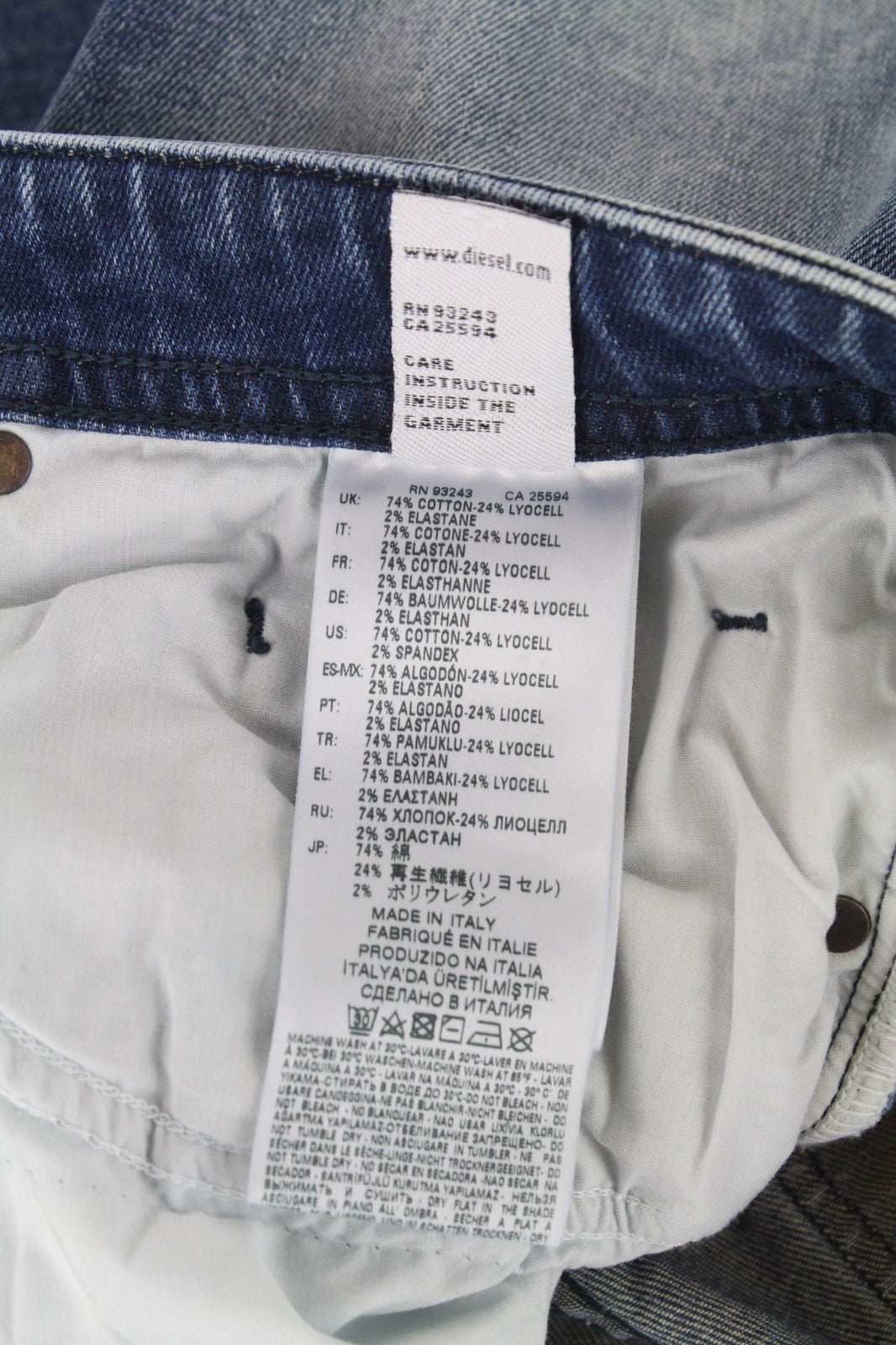DIESEL Buster 081AQ Men Jeans W29/L32 Blue Slim Tapered Fit Stretch Distressed