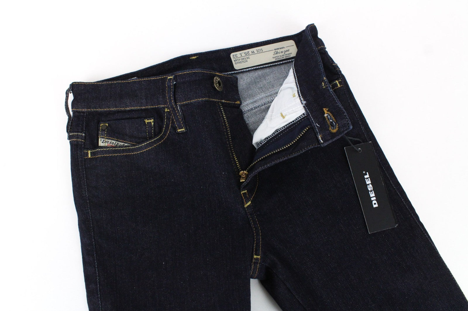 DIESEL Skinzee 0813C Women Jeans W25/L32 Mid Blue Stretch Super Slim Skinny