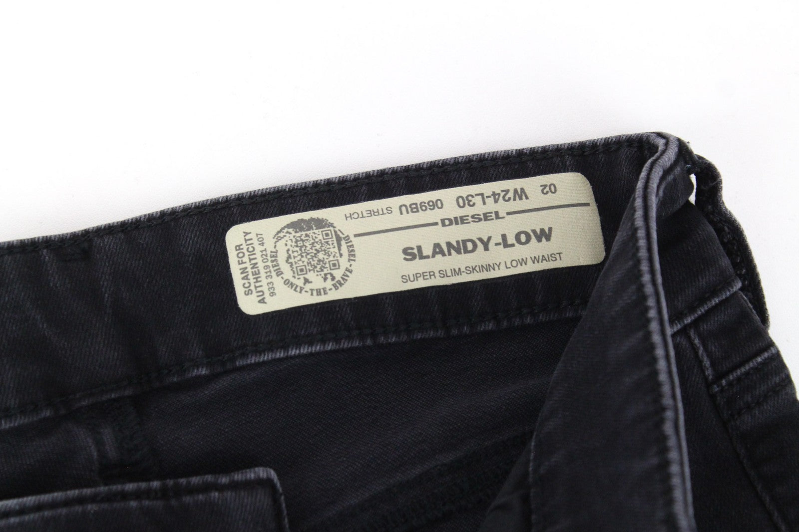 DIESEL Slandy-Low 069BU Women Jeans W24/L30 Grey Super Slim Skinny Cut Stretch