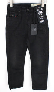 DIESEL Aryel 069JD Women Jeans W24/L32 Black Regular Straight Stretch Buttoned