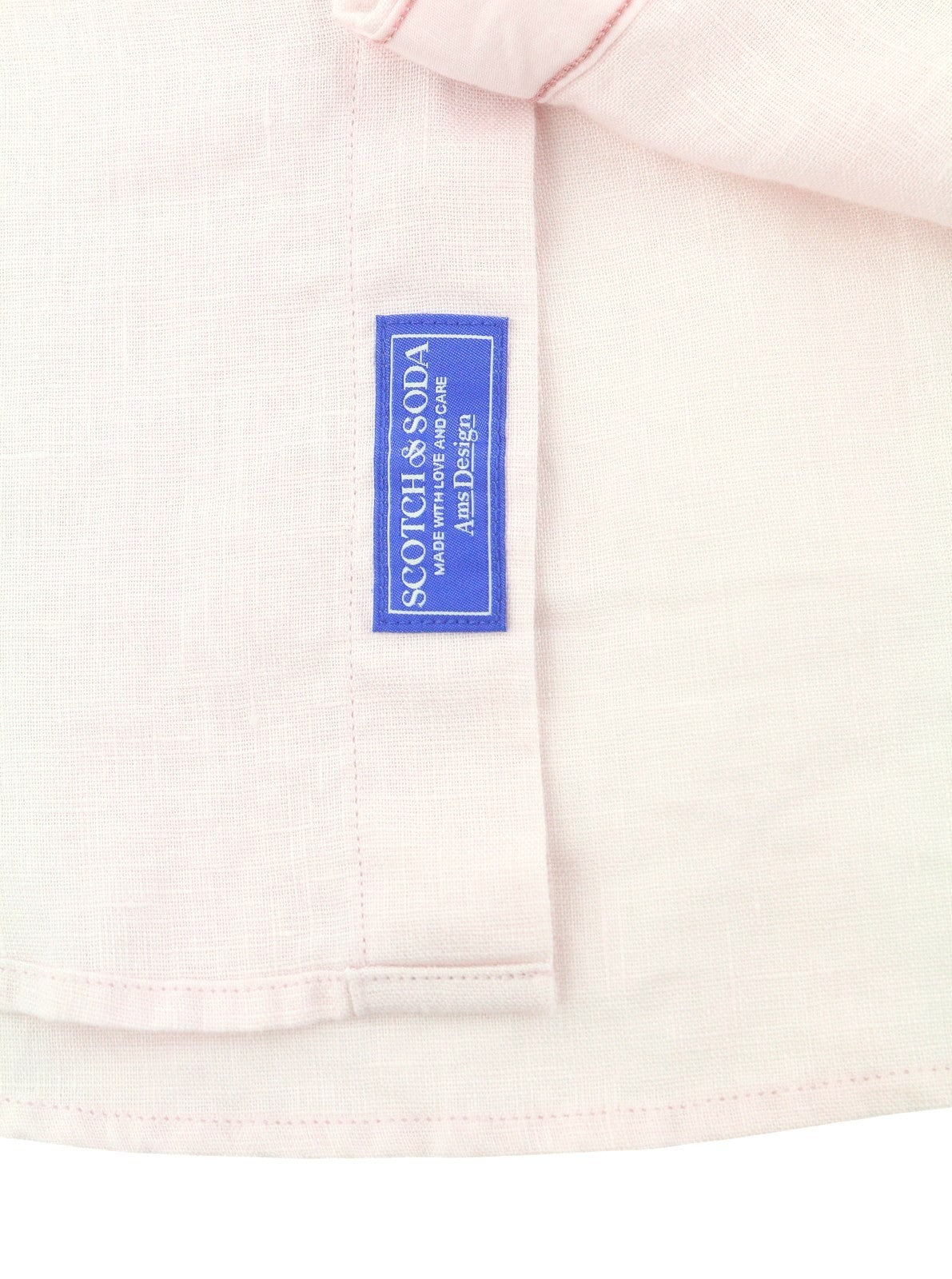 SCOTCH & SODA Men Shirt M Light Pink Button Up Spread Roll Up Sleeves