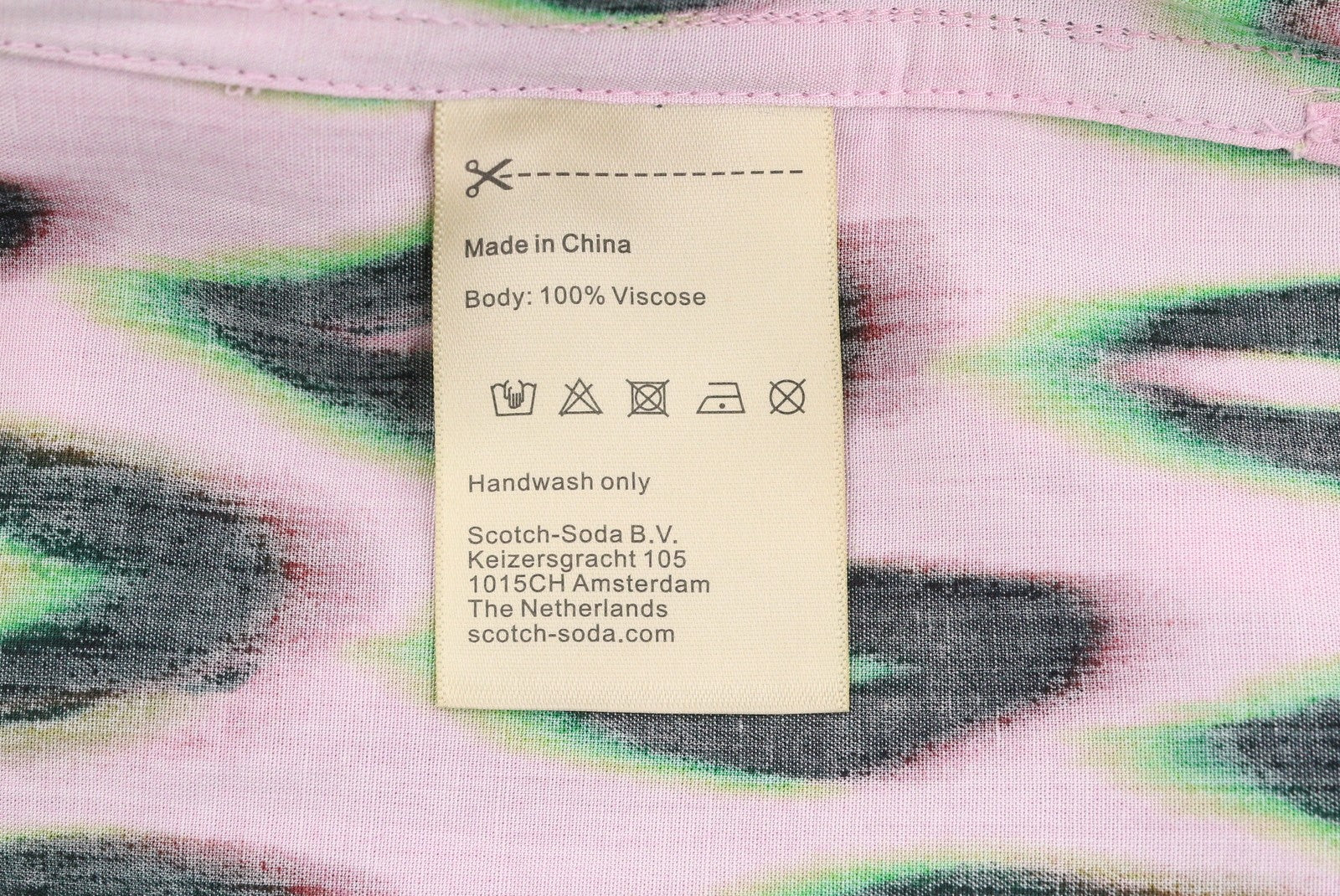 SCOTCH & SODA Men Shirt L Pink Leopard Print Button Up Notch Short Sleeve