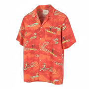 SCOTCH & SODA Men Shirt M Orange Allover Printed Viscose Short Sleeved